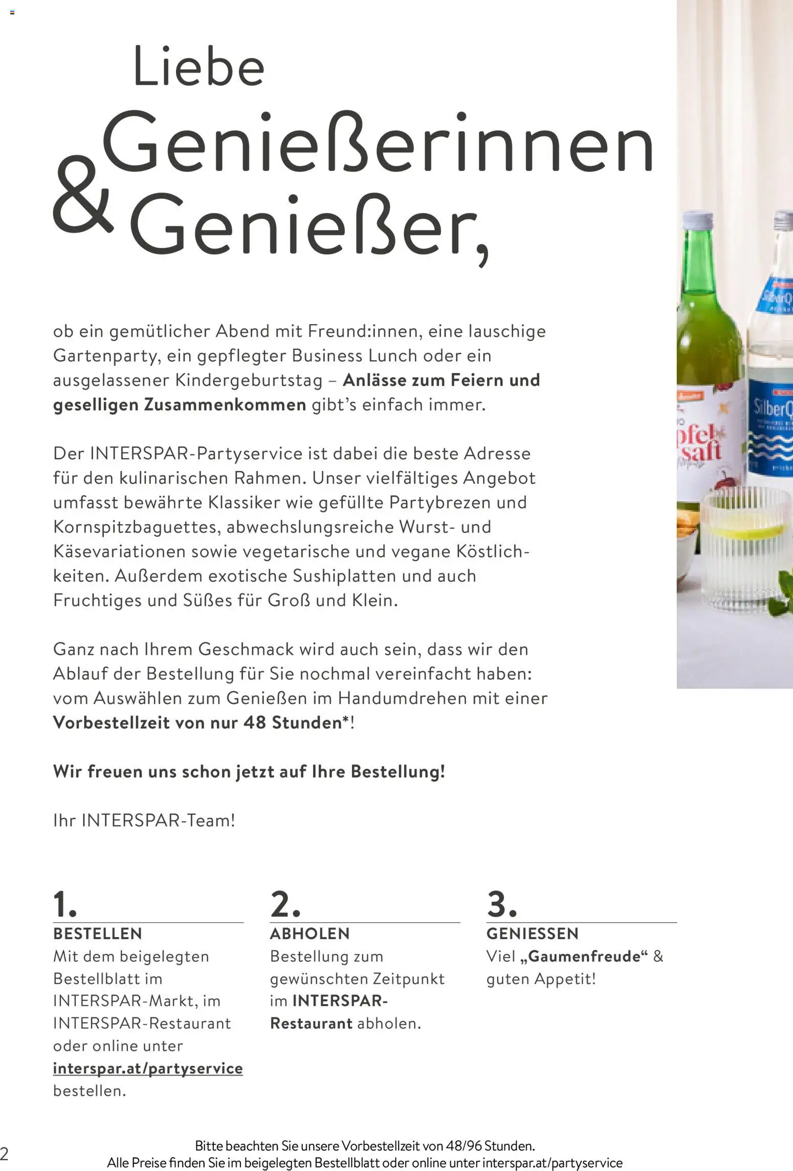 Interspar Partyservice gültig ab 01.06.2026 | Seite: 2 | Produkte: Wurst, Saft