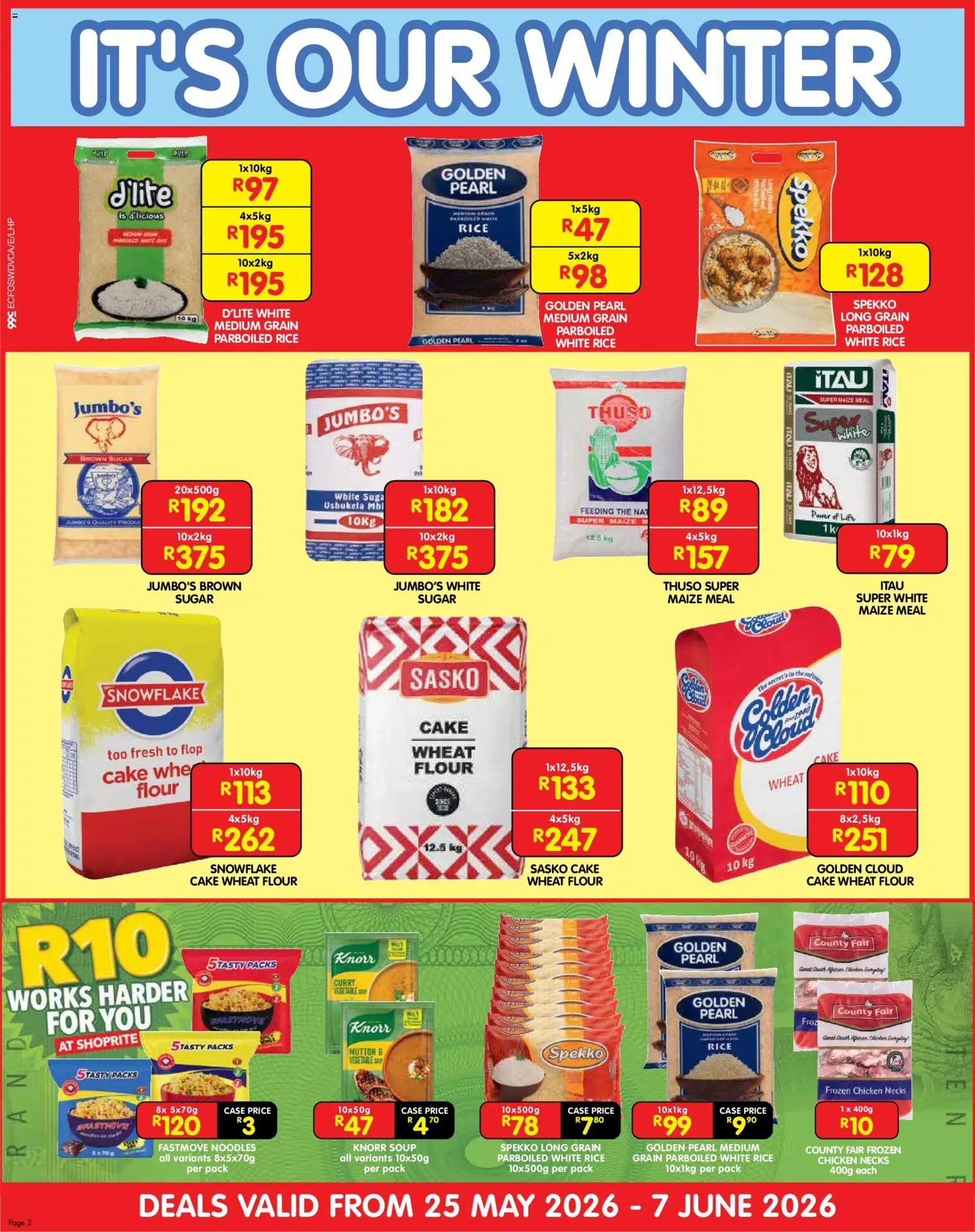 New Shoprite catalogue – valid from 25.05.2026 | Page: 2 | Products: Flour, Rice, Noodles, Sugar