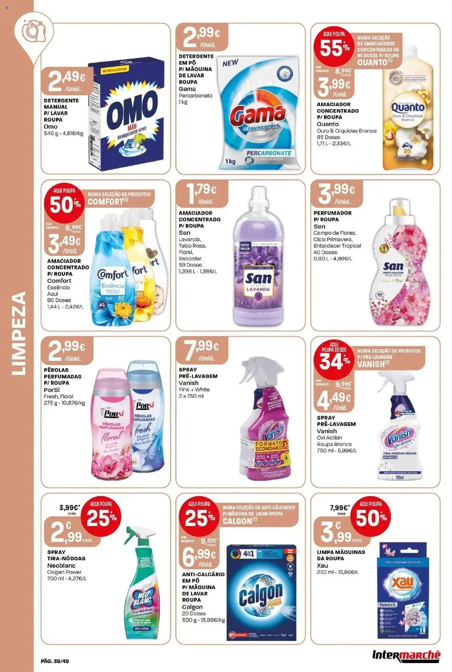 Intermarché - Isto é que são preços BAIXOS! │ válido de 28.05.2026 | Página: 38 | Produtos: Máquina de lavar, Pó, Detergente