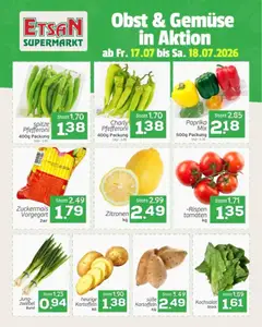ETSAN - Obst und Gemüse ab 17.07.2026 gültig