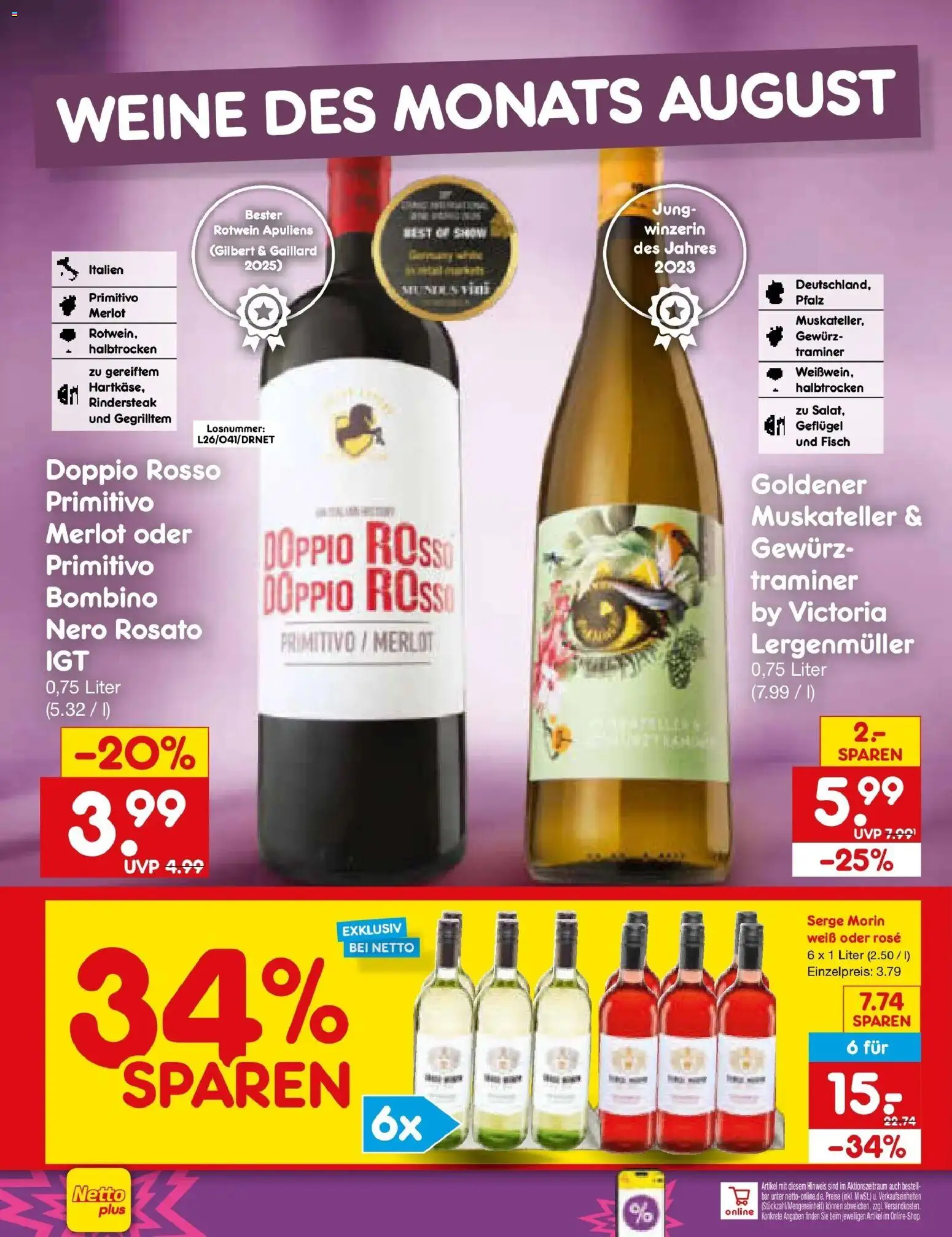 Netto Marken-Discount Prospekt Hamburg (ab 24.08.2026) » Angebote | Seite: 8 | Produkte: Rotwein, Merlot, Fisch