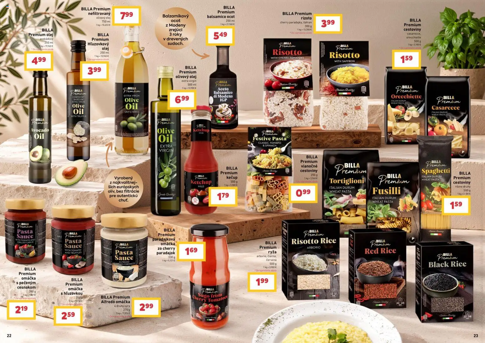 Nové Billa akcie – leták je platný od 21.10.2026 | Strana: 12 | Produkty: Olej, Fusilli, Balzamikový ocot, Ocot