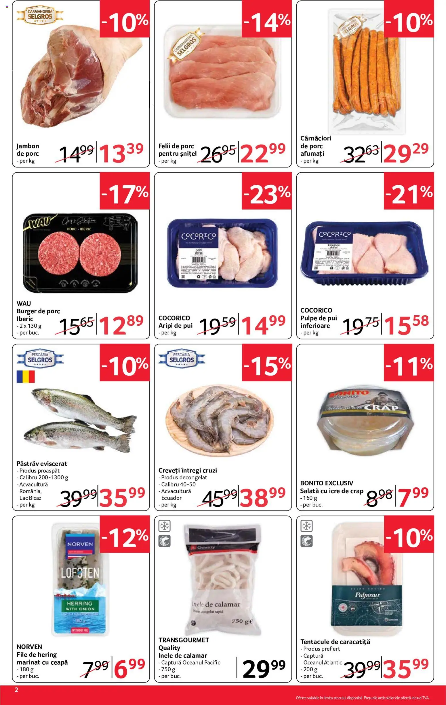 Noul catalog Selgros – valabil de la 04.09.2026 | Pagină: 2 | Produse: Pastrav, Burger, Salată, Ceapă