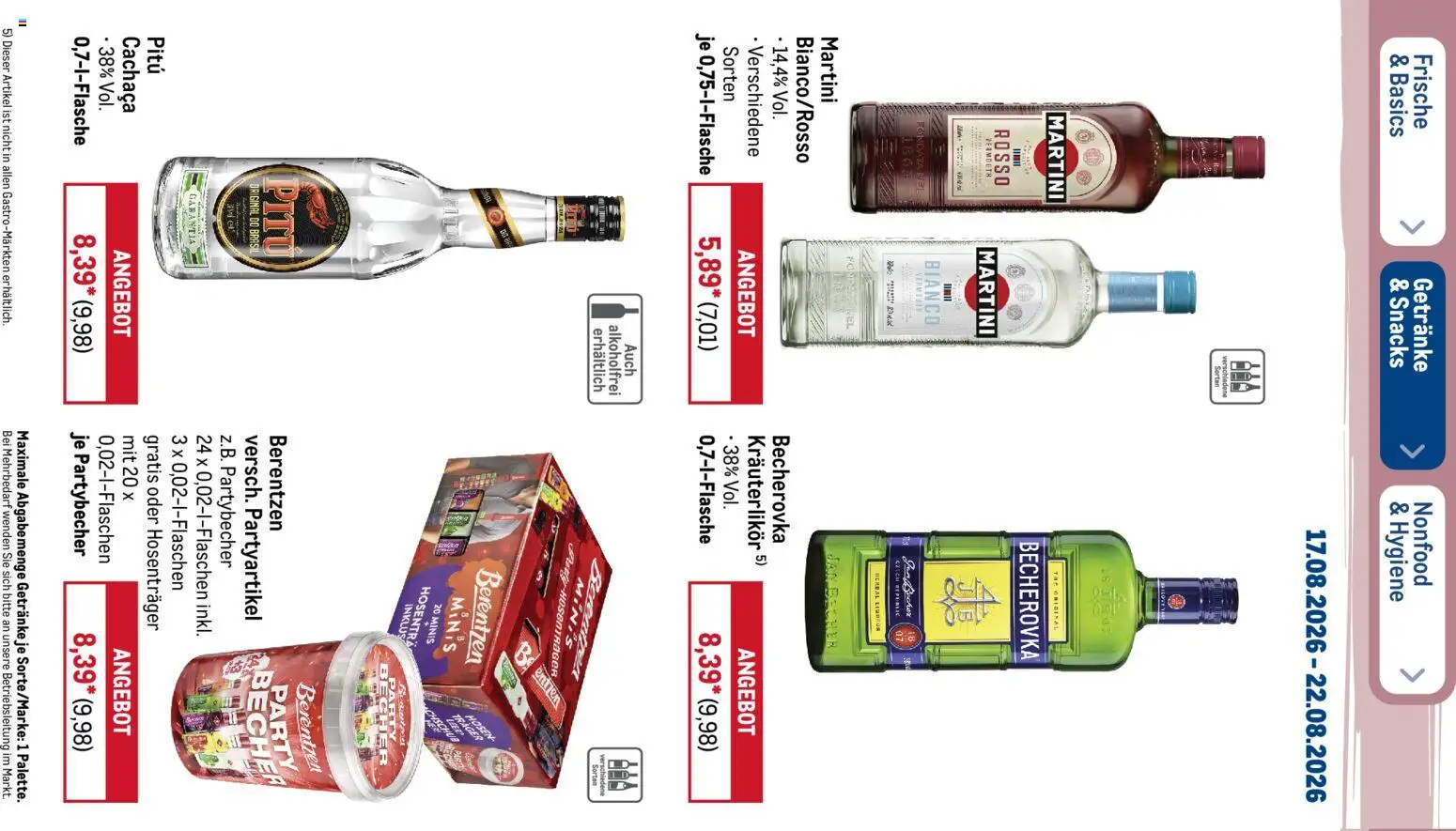 Metro NonFood-Angebote – gültig ab 17.08.2026 | Seite: 26 | Produkte: Martini, Berentzen
