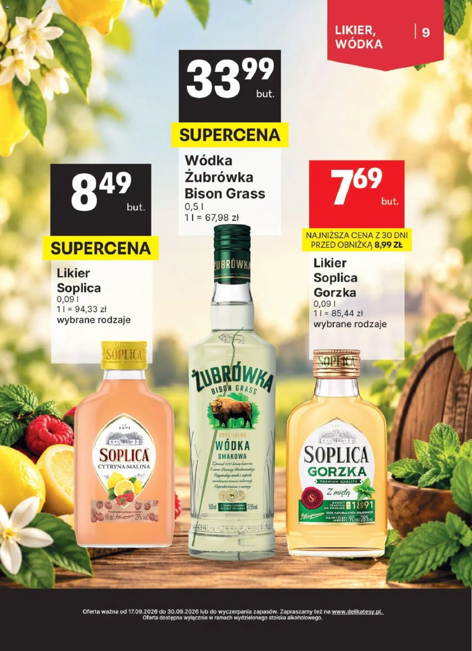Delikatesy Centrum gazetka - DeliBarek od 17.09.2026 | Strona: 9 | Produkty: Soplica, Żubrówka, Wódka