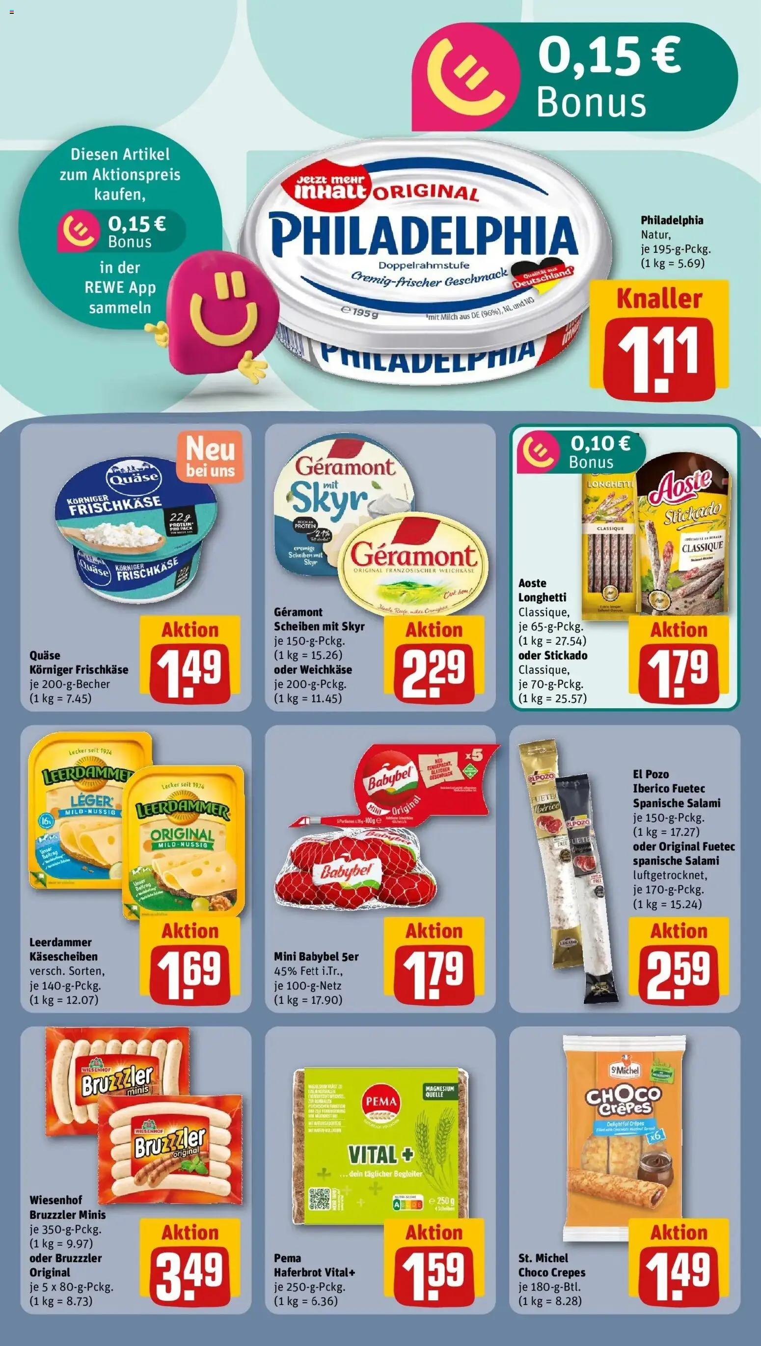 REWE Prospekt ab 21.09.2026 zum Blättern » Angebote | Seite: 20 | Produkte: Geramont, Leerdammer, Salami, Frischkase