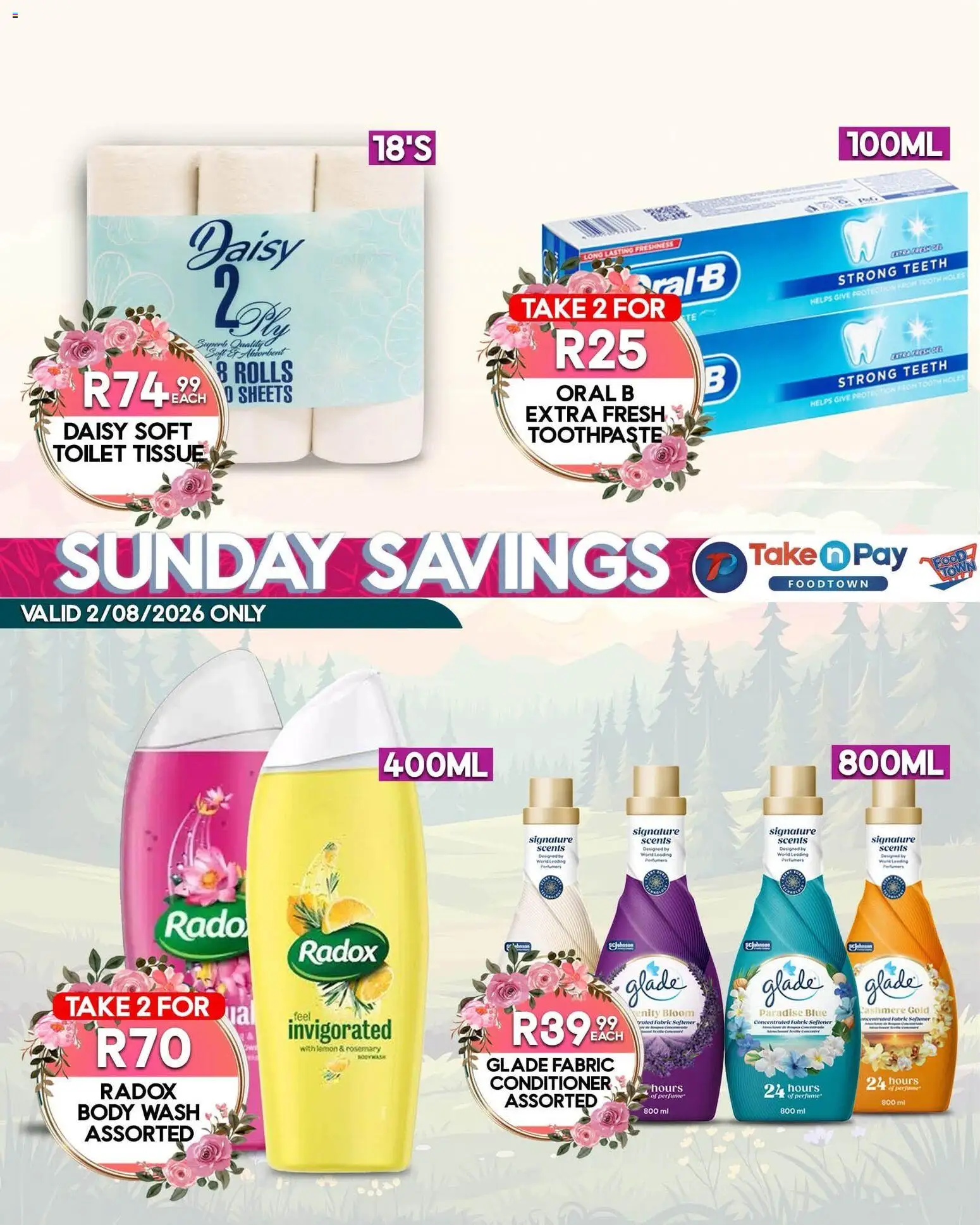 New Take n Pay catalogue – valid from 02/08/2026 | Page: 6 | Products: Toilet, Perfume, Fabric softener, Body wash