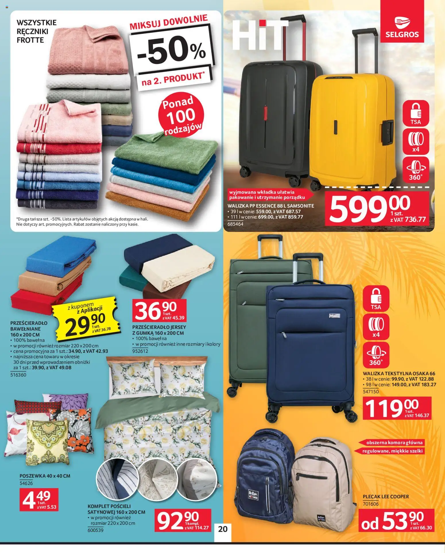Selgros cash&carry gazetka - Oferta przemysłowa od 27.08.2026 | Strona: 22 | Produkty: Plecak, Lee Cooper, Walizka, Prześcieradło