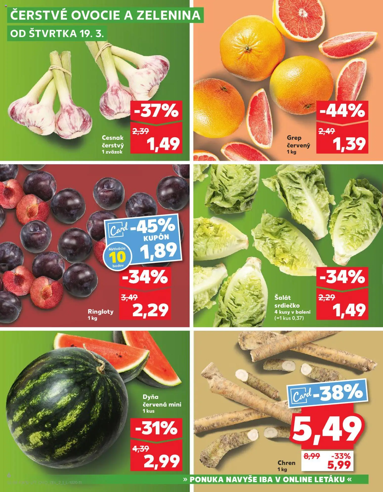 Nové Kaufland akcie – leták je platný od 19.03.2026 | Strana: 6 | Produkty: Chren, Šalát, Grapefruit, Grep