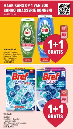 Bref WC, Combineer & profiteer 1 stuk of 2 stuks. Bijv.: 2 x power activ' oceaan, 2 stuks - Voorbeeld van een folder van Delhaize, geldig van 13.05.2026 | Pagina: 39 | Producten: Afwasmiddel, Wc, Toilet