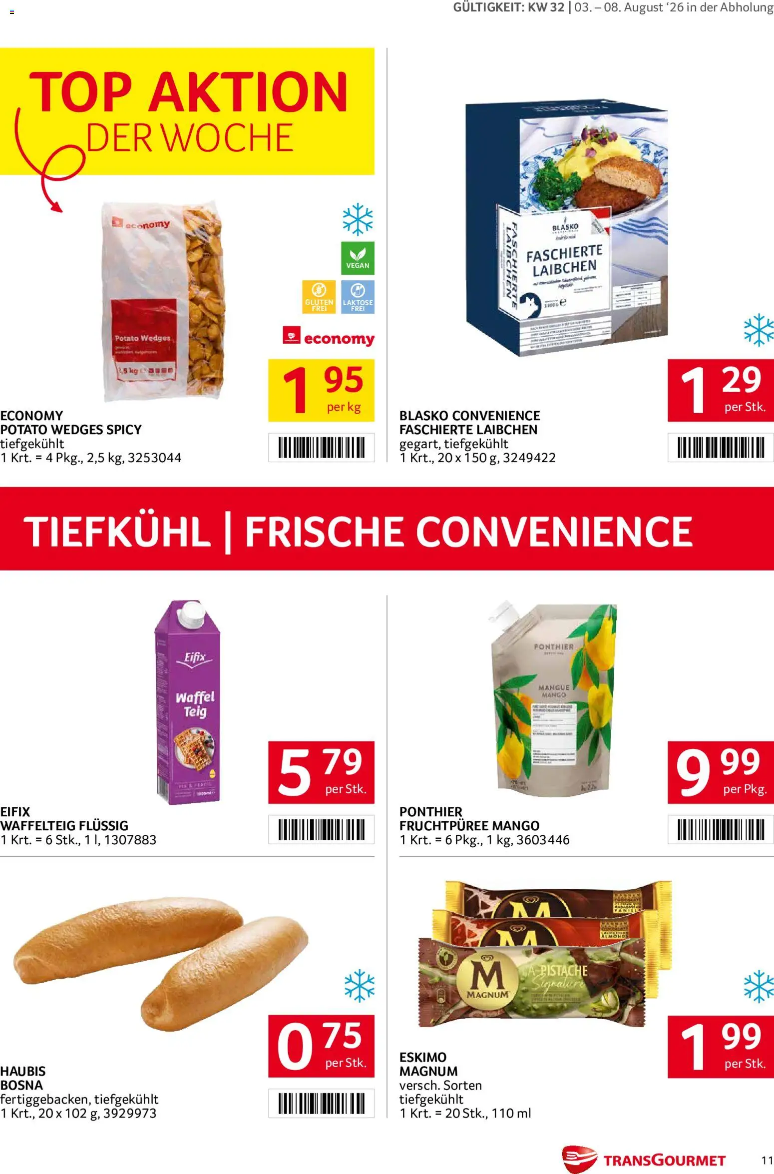 Transgourmet Flugblatt gültig ab 03.08.2026 | Seite: 11 | Produkte: Mango, Waffel