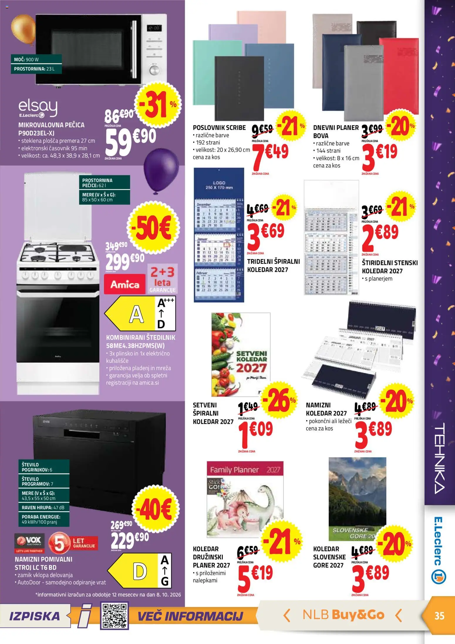 Novi E.leclerc katalog ponudbe – veljaven od 21.10.2026 | Stran: 35 | Izdelki: Pecica, Kos, Štedilnik, Kuhališče