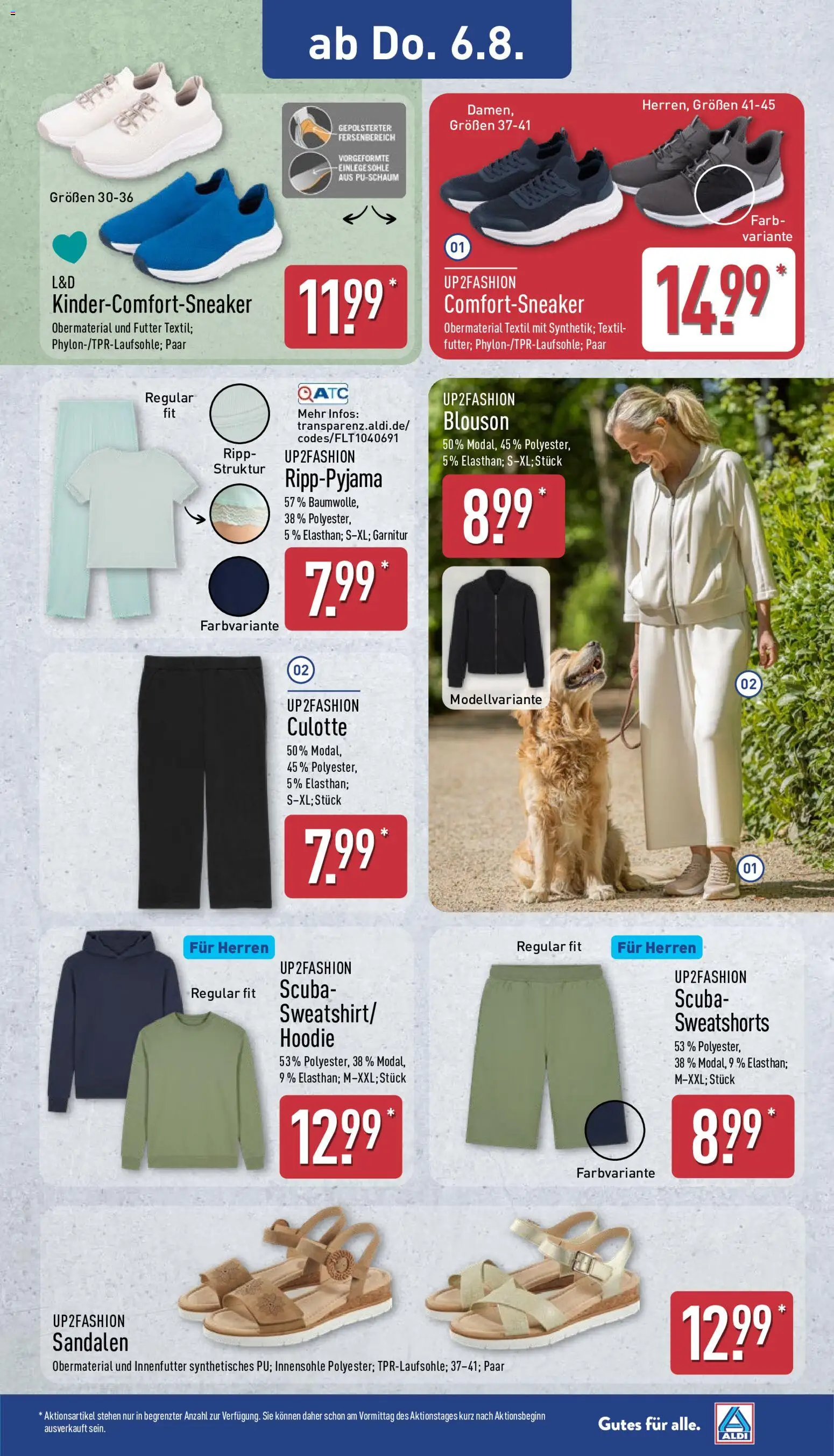 Aldi Ausblick – gültig ab 03.08.2026 | Seite: 9 | Produkte: Up2fashion, Sweatshirt, Hoodie, Sandalen