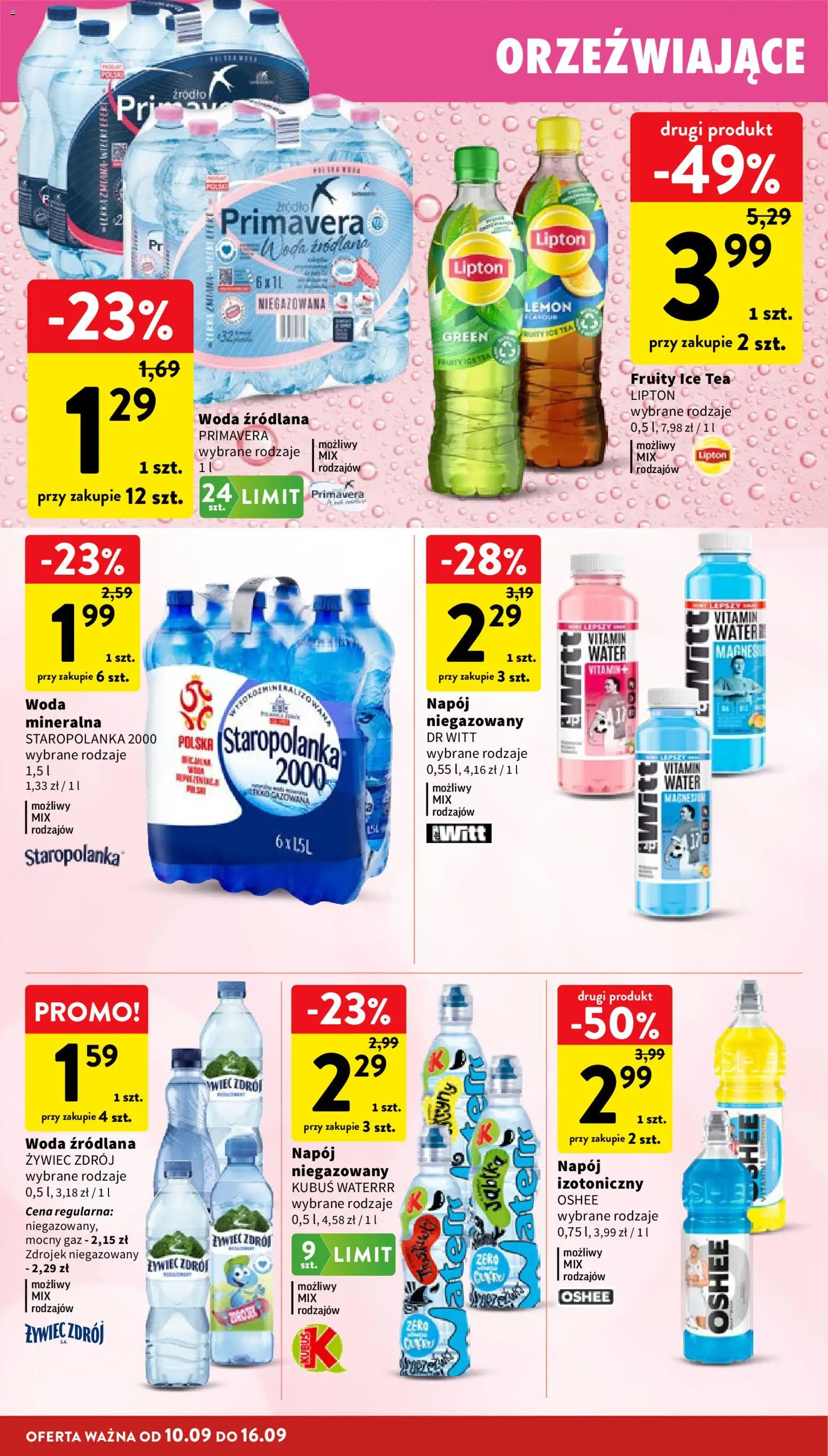Intermarche gazetka od 10.09.2026 | Strona: 28 | Produkty: Kubuś, Ice Tea, Oshee, Staropolanka 2000