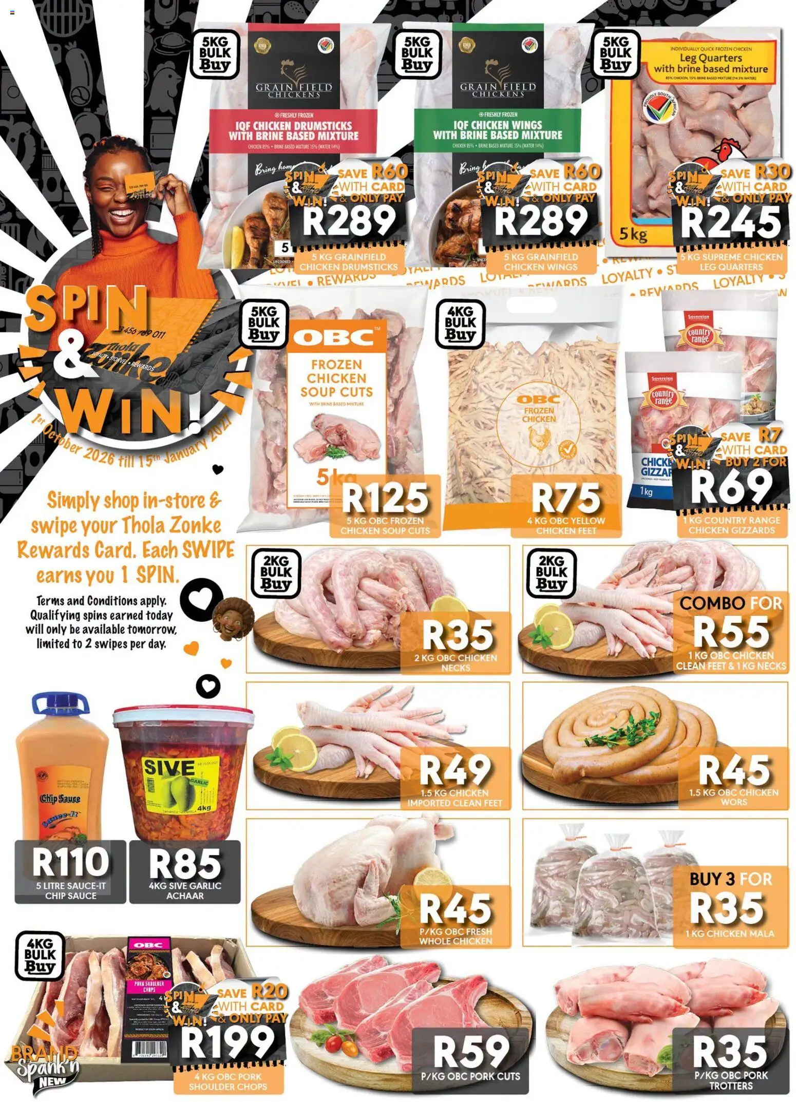 New OBC catalogue – valid from 24/09/2026 | Page: 2 | Products: Chicken wings, Pork, Soup, Water