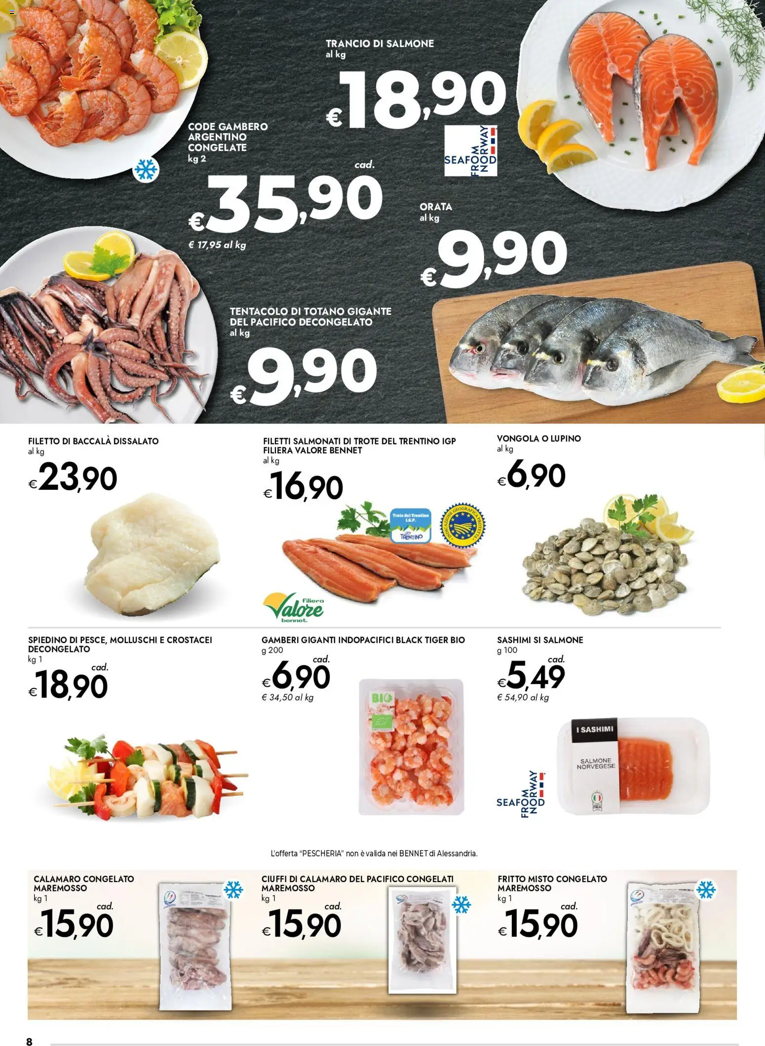 Volantino bennet del 07.05.2026 | Pagina: 8 | Prodotti: Salmone, Gamberi, Orata, Totano