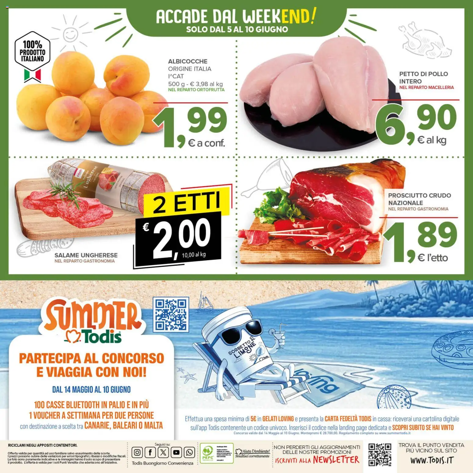 Volantino Todis del 28.05.2026 | Pagina: 20 | Prodotti: Salame, Pollo, Prosciutto, Albicocche
