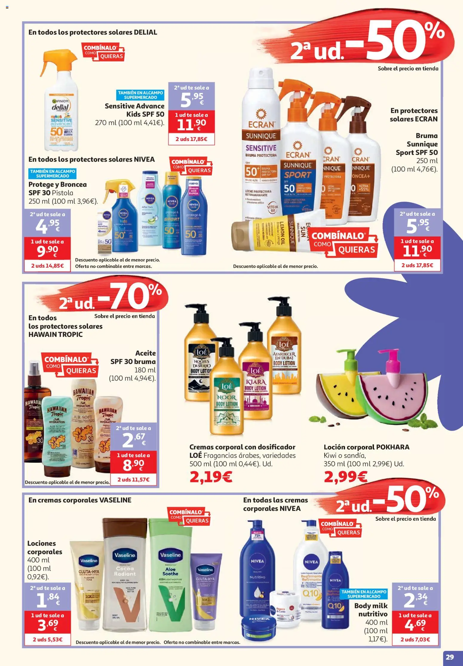 Alcampo HG Unico National │ válido desde el 19.05.2026 | Página: 29 | Productos: Loción corporal, Kiwi, Té, Body
