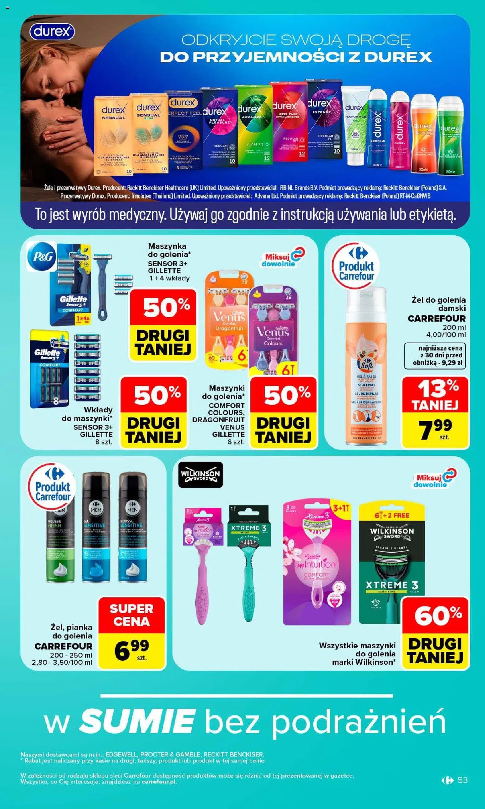Carrefour gazetka od 19.10.2026 | Strona: 53 | Produkty: Gillette, Prezerwatywy, Durex