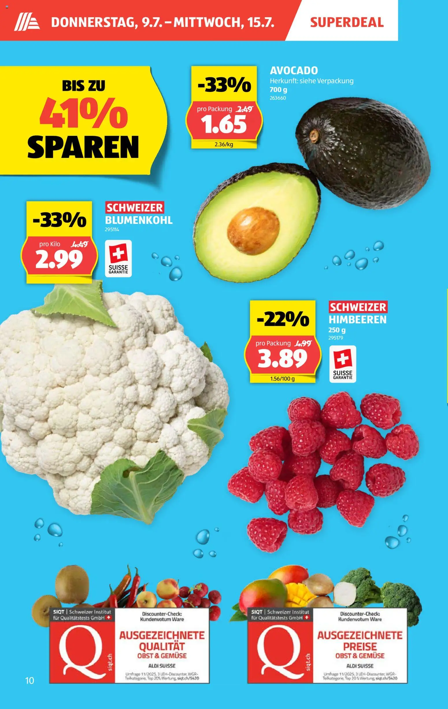 Aldi aktionen – gültig ab 09.07.2026 | Seite: 10 | Produkte: Avocado, Blumenkohl, Gemüse, Top