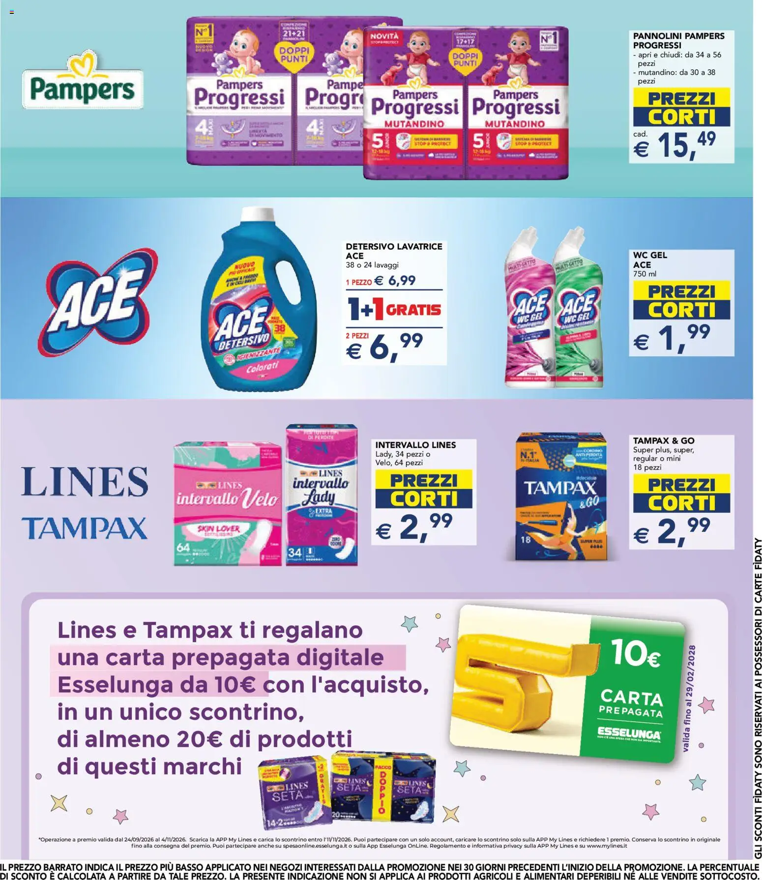 Volantino Esselunga S del 24/09/2026 | Pagina: 26 | Prodotti: Pannolini, Lavatrice, Pampers, Basso