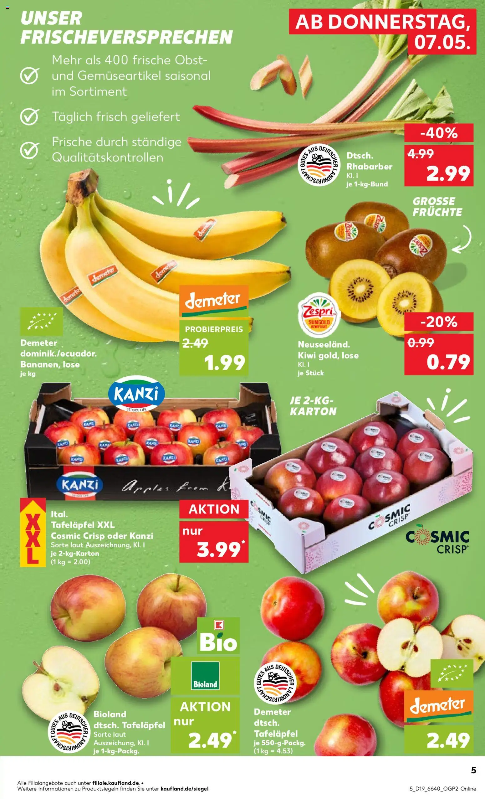 Kaufland Prospekt Stuttgart	 – gültig ab 07.05.2026 | Seite: 5 | Produkte: Obst, Rhabarber, Kiwi