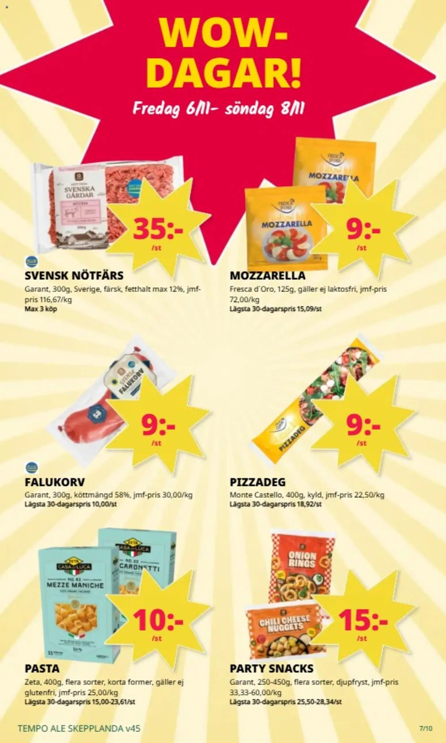 Tempo reklamblad aktuell från 02/11/2026 | Sida: 7 | Produkter: Falukorv, Chili, Snacks, Pasta