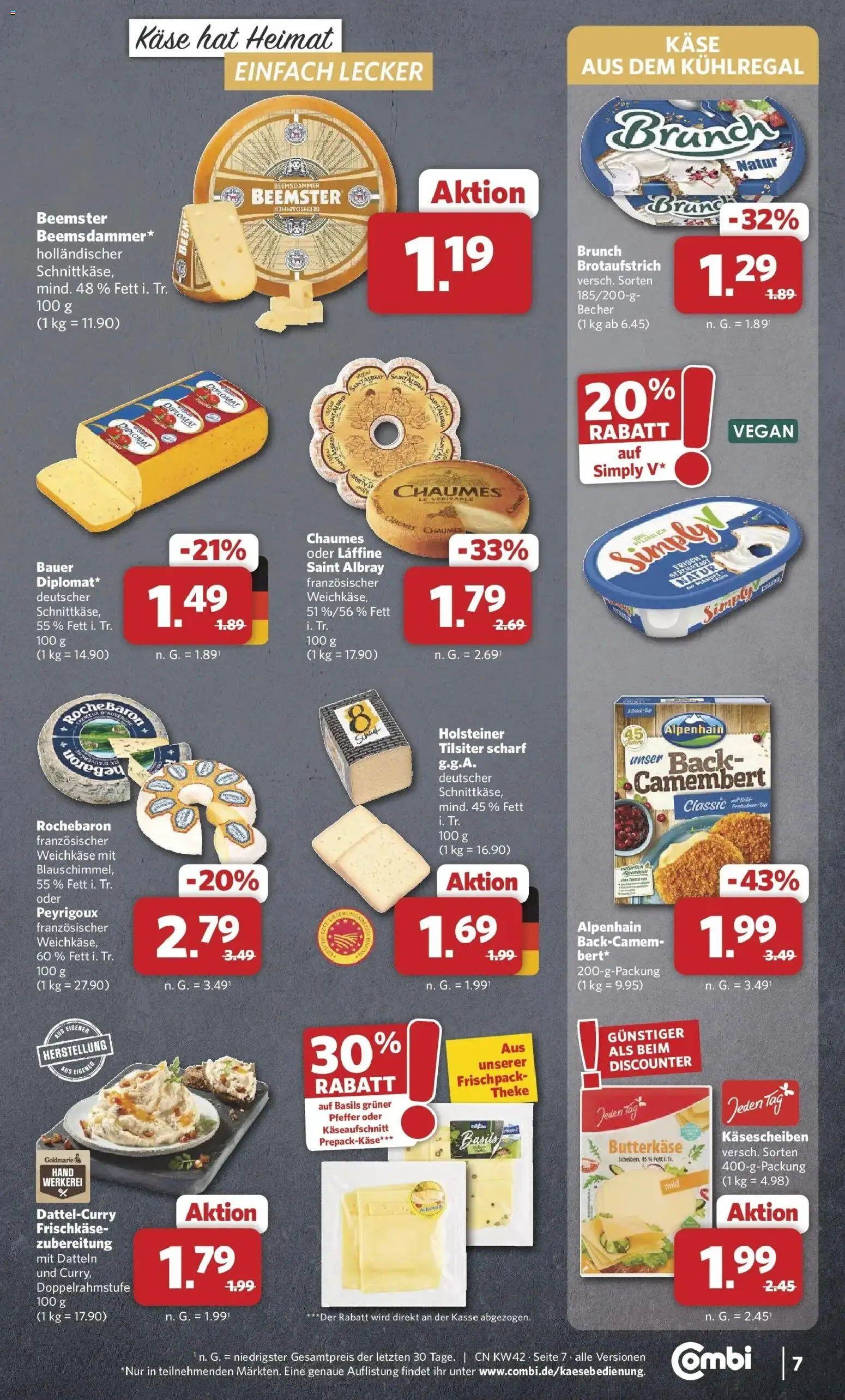Combi Prospekt Detmold (ab 12.10.2026) zum Blättern | Seite: 7 | Produkte: Käse, Theke, Pfeffer, Frischkase