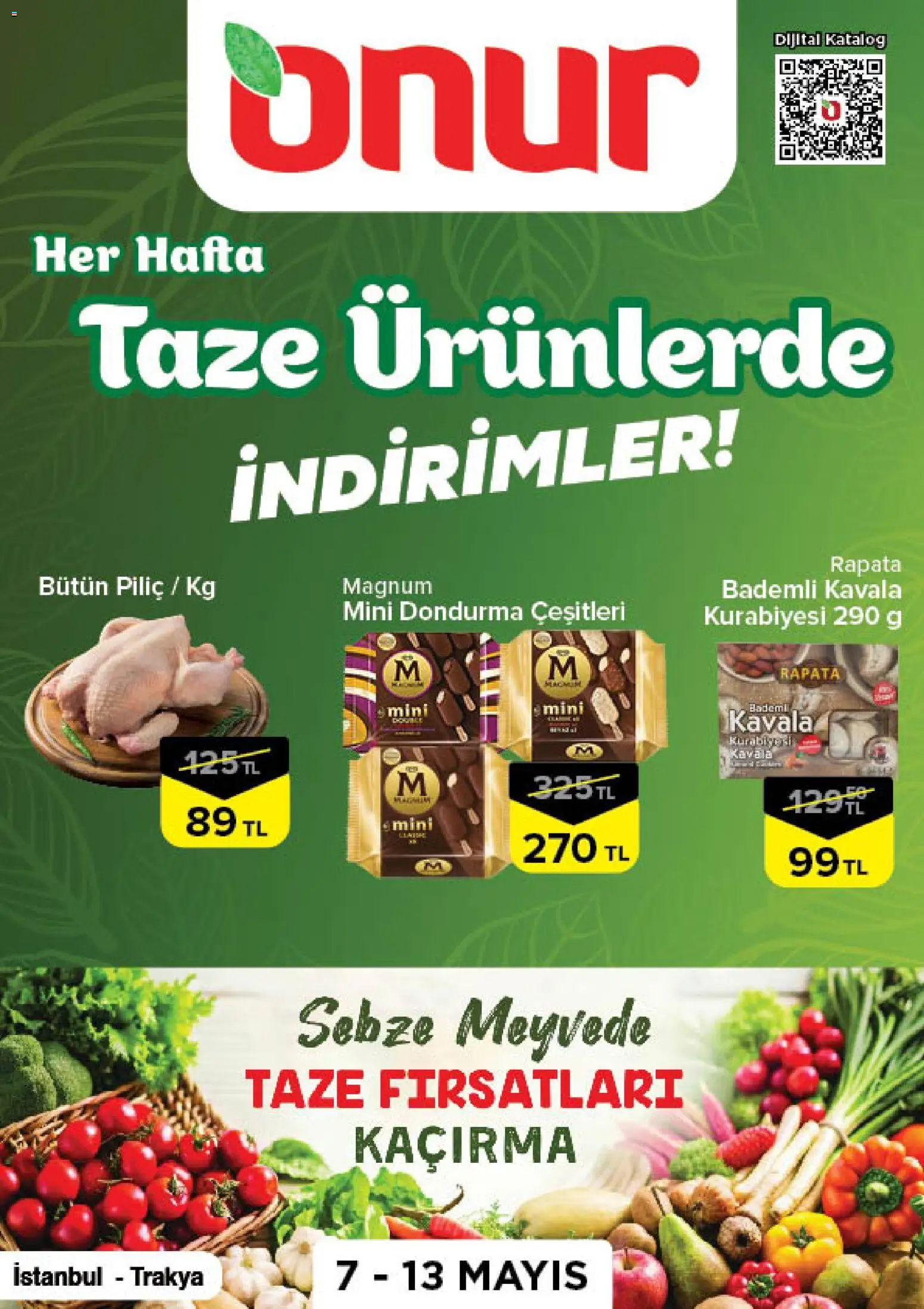 Onur Market - Taze Ürünlerde İndirimler - İstanbul & Trakya - 07.05.2026 tarihinden itibaren geçerlidir | Sayfa: 1 | Ürünler: Dondurma, Sebze, Piliç