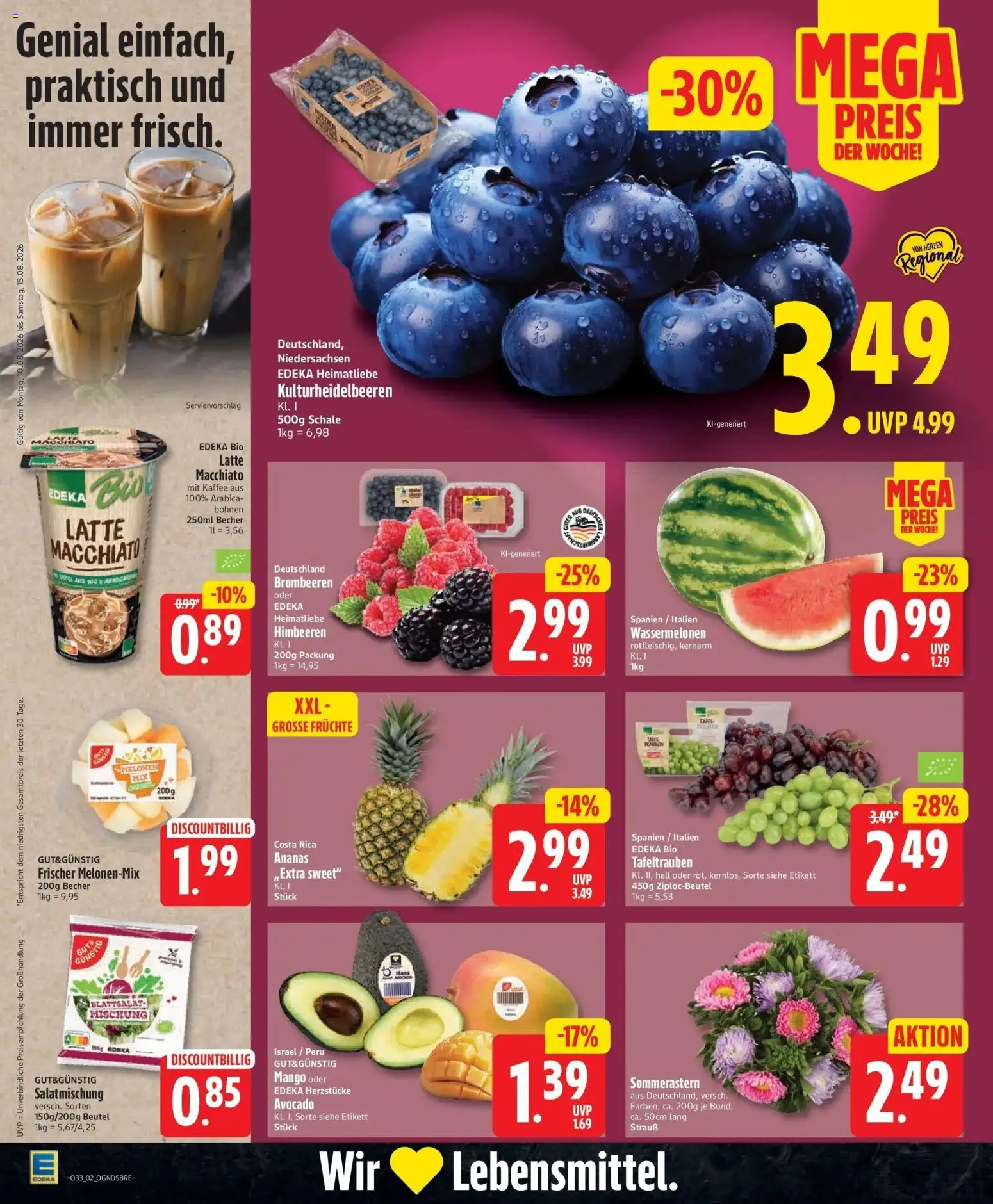 Edeka - Jubiläumshandzettel Schomacker – gültig ab 10.08.2026 | Seite: 4 | Produkte: Himbeeren, Kaffee, Ananas, Mango