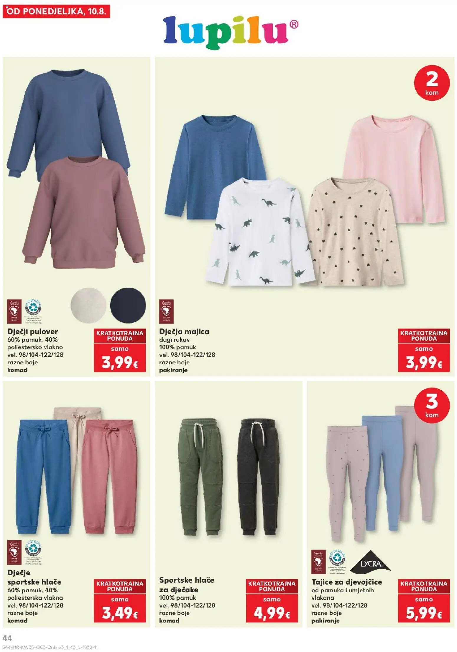 Kaufland katalog | vrijedi od 10.08.2026 | Stranica: 44 | Proizvodi: Majica, Hlače, Tajice