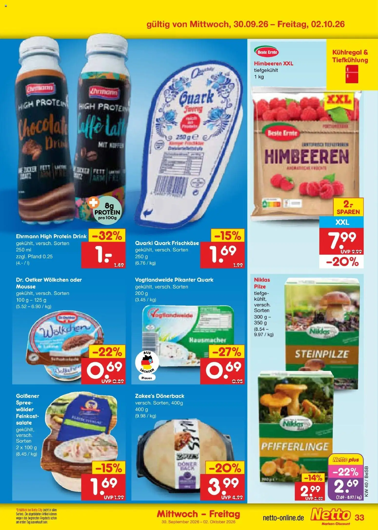 Netto Marken-Discount Prospekt Kremmen – gültig ab 28.09.2026 | Seite: 49 | Produkte: Himbeeren, Quark, Pfifferlinge, Frischkase
