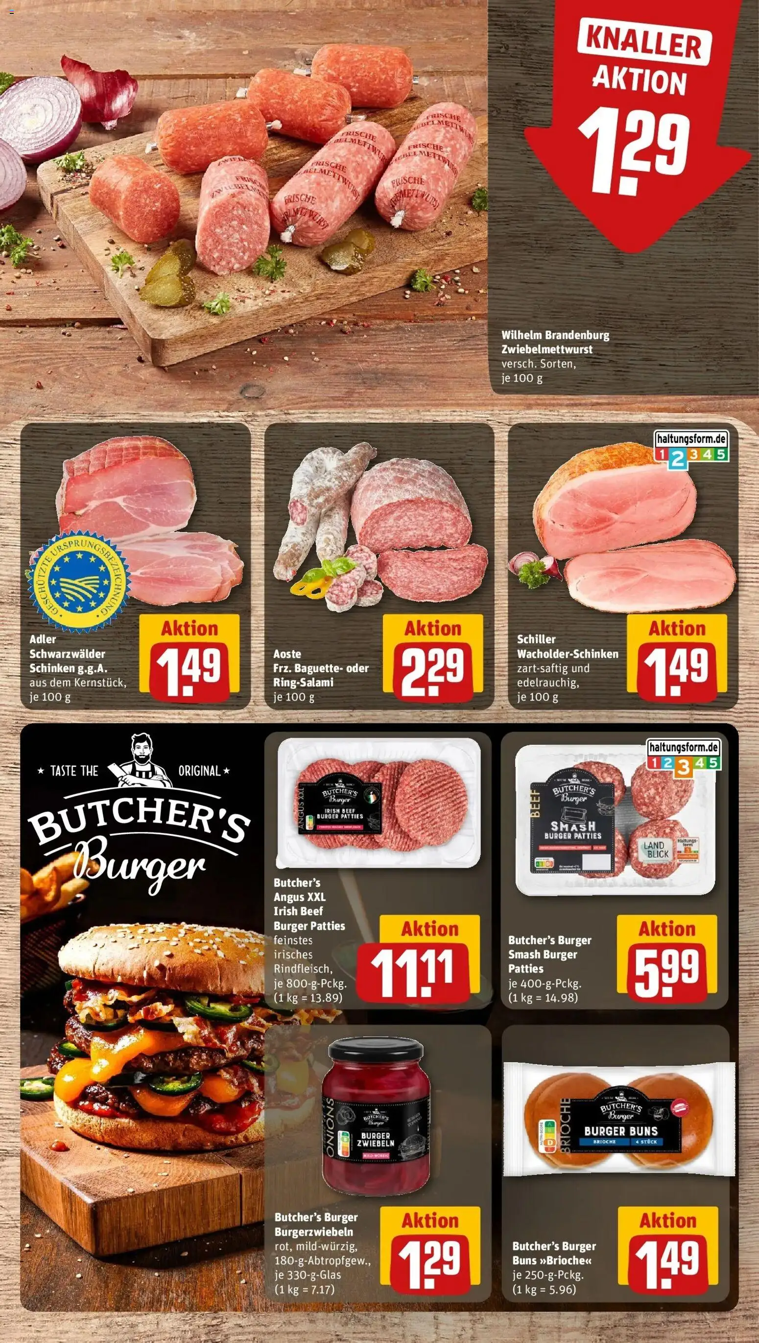 REWE Prospekt ab 24.08.2026 zum Blättern » Angebote | Seite: 8 | Produkte: Burger, Baguette, Zwiebeln, Schinken