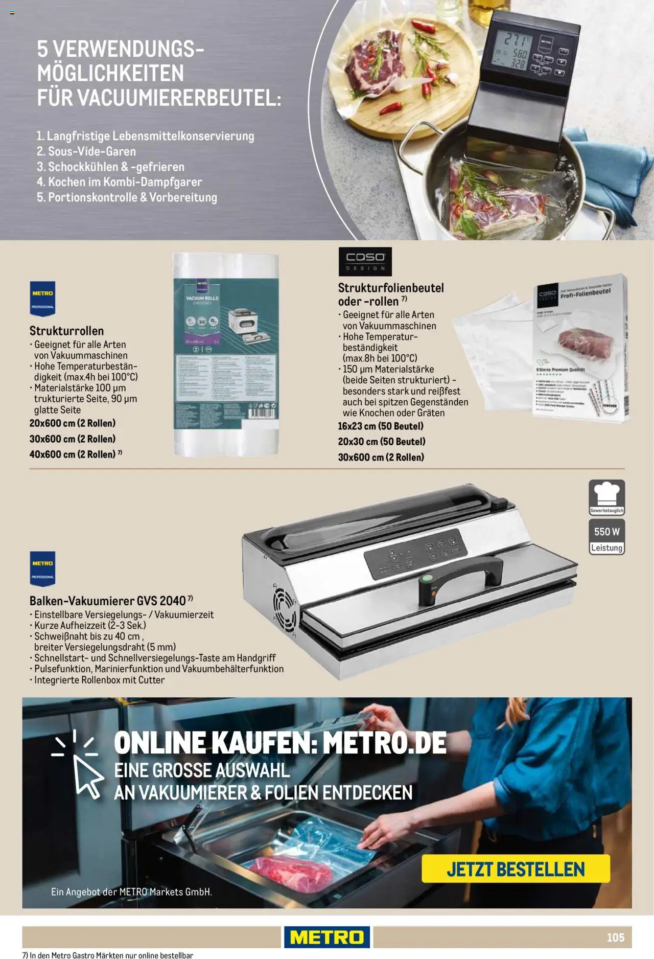 Metro Non Food Sortiment – gültig ab 01.10.2025 | Seite: 105 | Produkte: Cutter, Vakuumierer