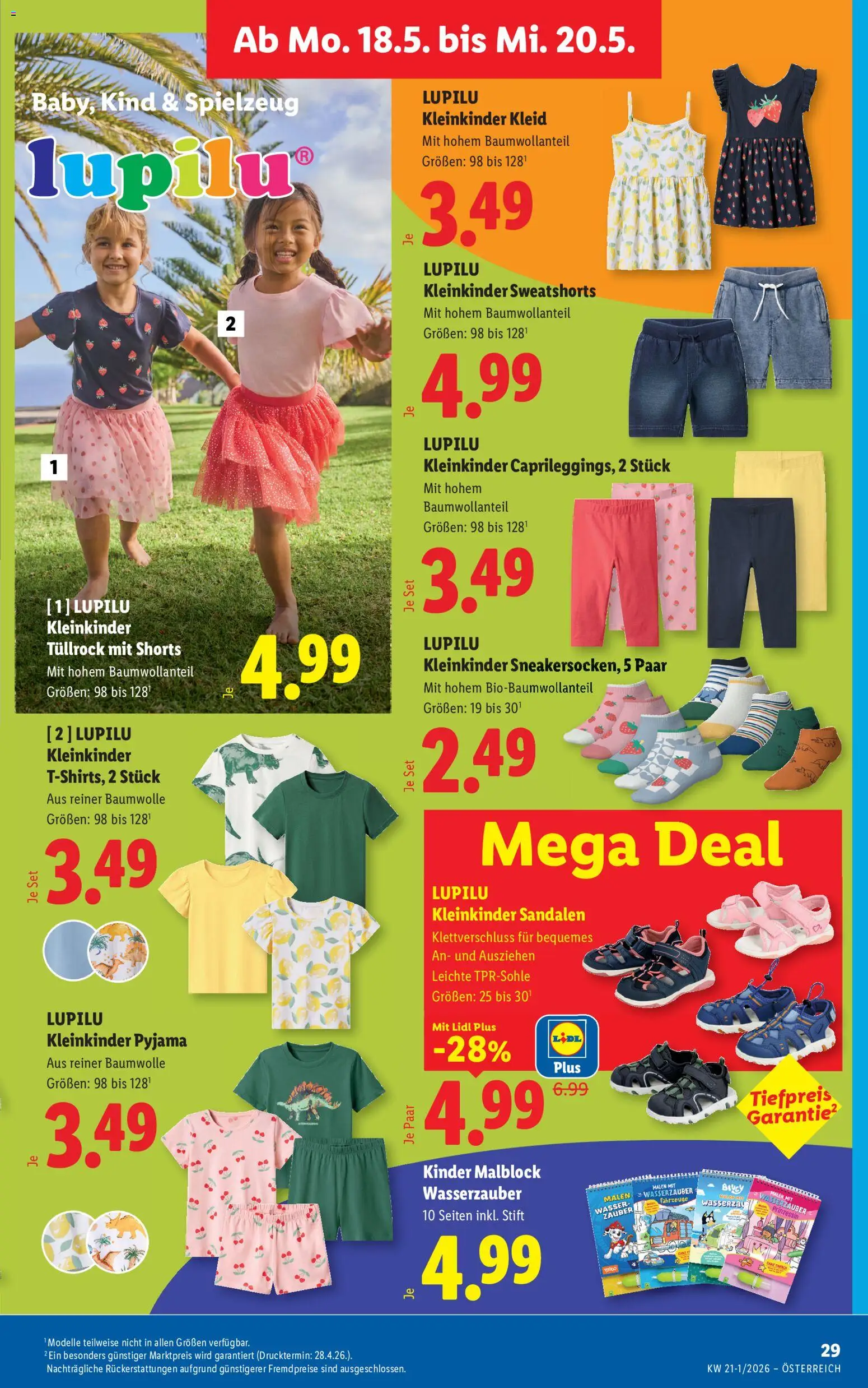 Lidl Flugblatt - Altenmarkt im Pongau, St. Johann im Pongau, Zell am See gültig ab 13.05.2026 | Seite: 34 | Produkte: Pyjama, Wasser, Sandalen, Kleid