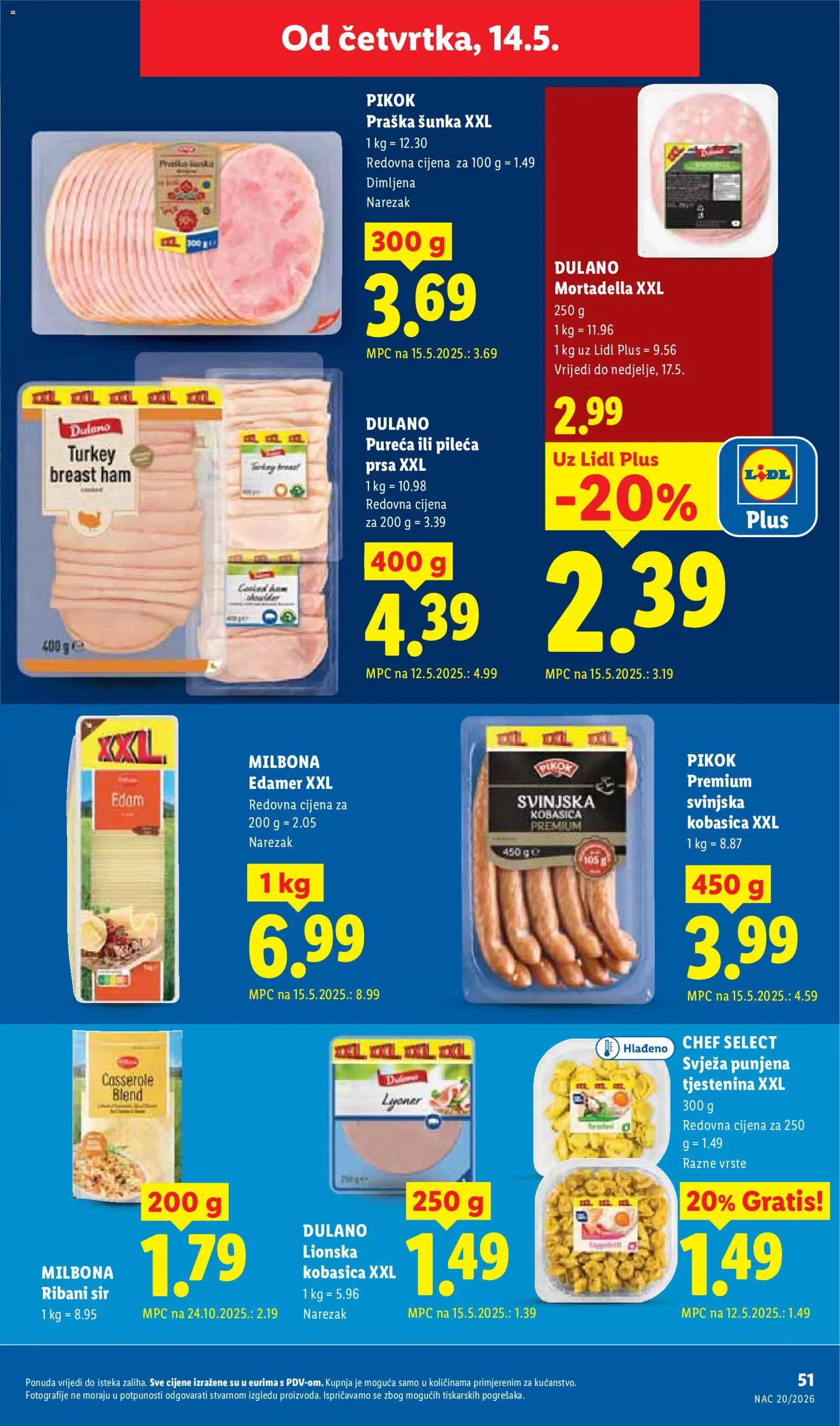 Lidl katalog | vrijedi od 11.05.2026 | Stranica: 51 | Proizvodi: Sir, Narezak, Kobasica, Pileća prsa