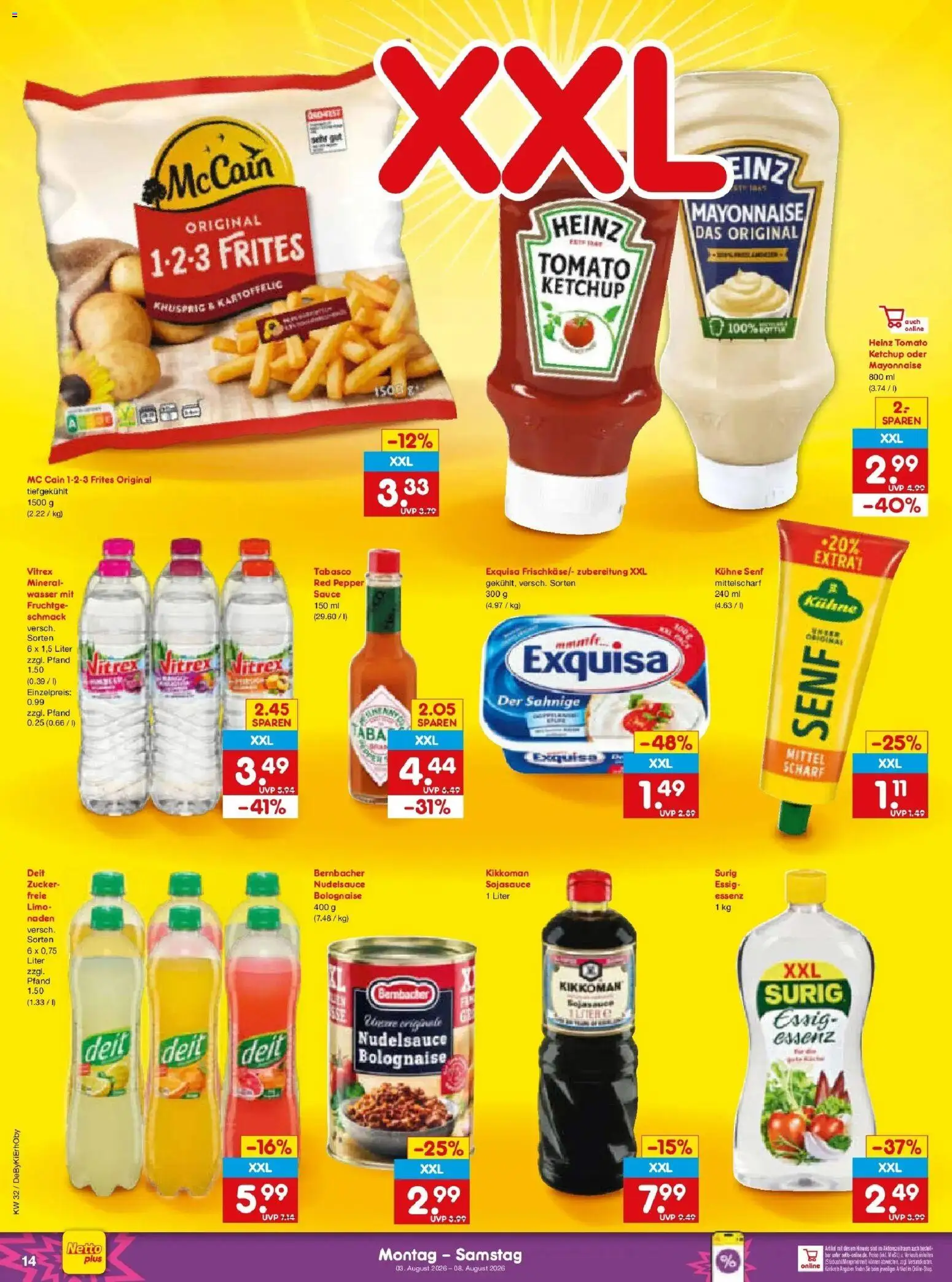 Netto Marken-Discount Prospekt Velden – gültig ab 03.08.2026 | Seite: 28 | Produkte: Wasser, Mayonnaise, Zucker, Ketchup