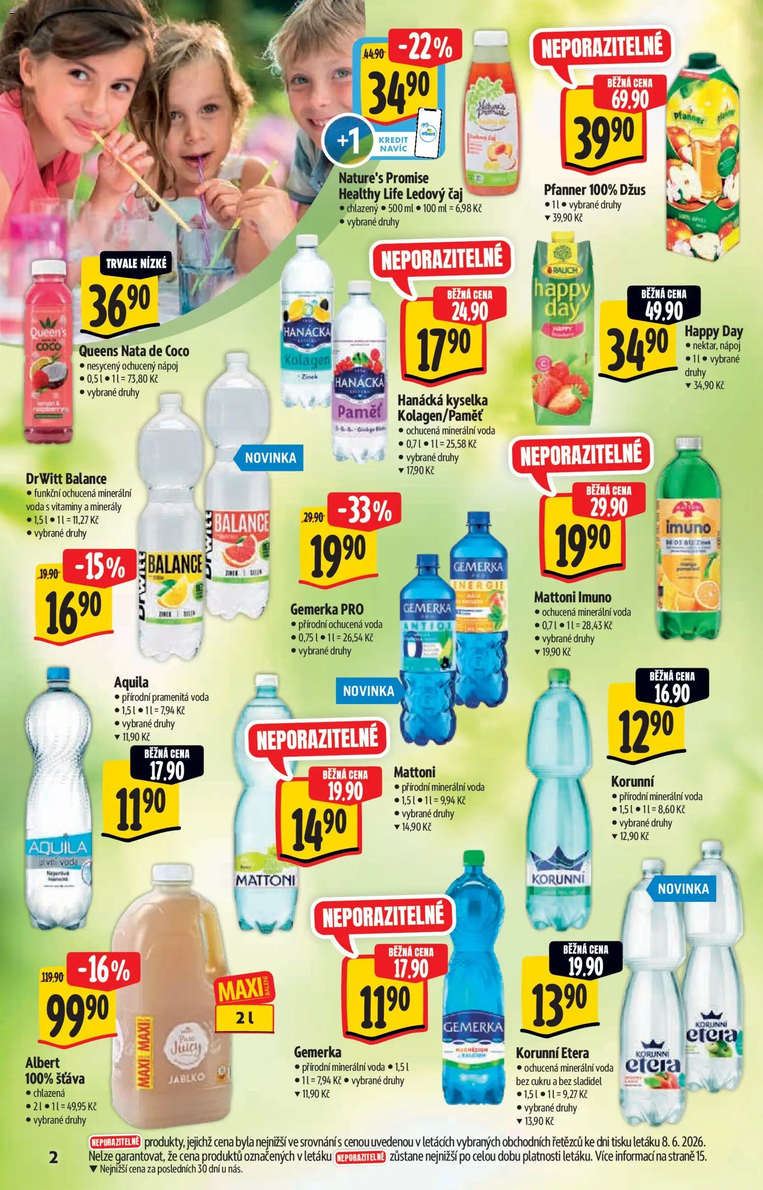 Albert katalog - Hypermarket - Léto od 17.06.2026 | Strana: 2 | Produkty: Ledový čaj Pfanner, Hanácká kyselka, Aquila, Ledový čaj