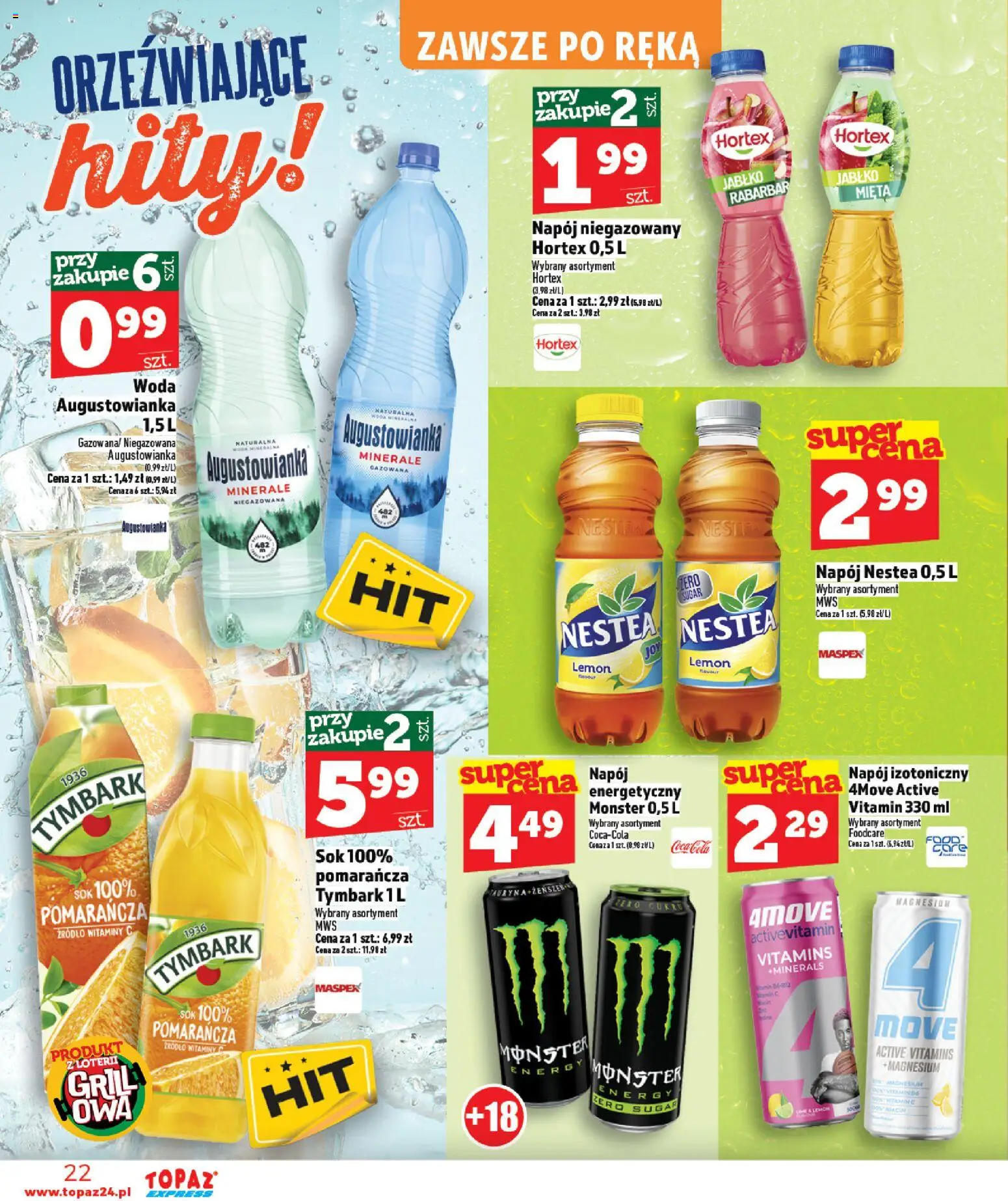 Topaz gazetka - Express od 16.04.2026 | Strona: 22 | Produkty: Grill, Coca cola, Mięta, Woda
