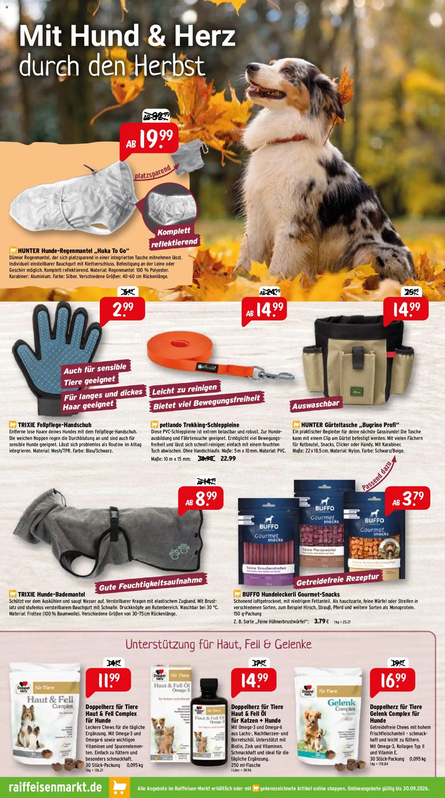 Raiffeisen Markt Prospekt – gültig ab 01.09.2026 | Seite: 6 | Produkte: Tasche, Öl, Wasser, Gürtel