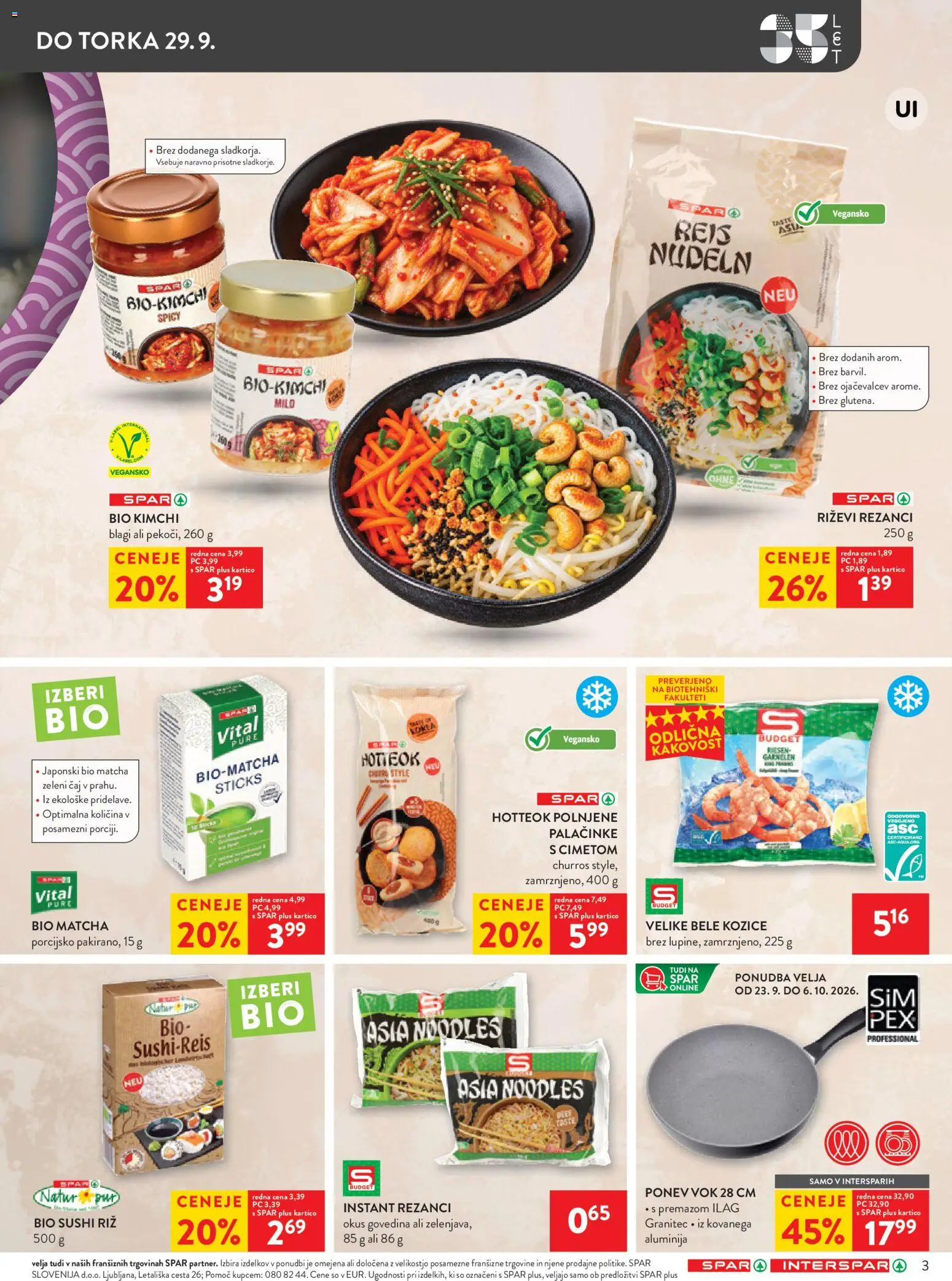 Novi Spar katalog ponudbe – veljaven od 23.09.2026 | Stran: 3 | Izdelki: Rezanci, Kozice, Milo, Riz