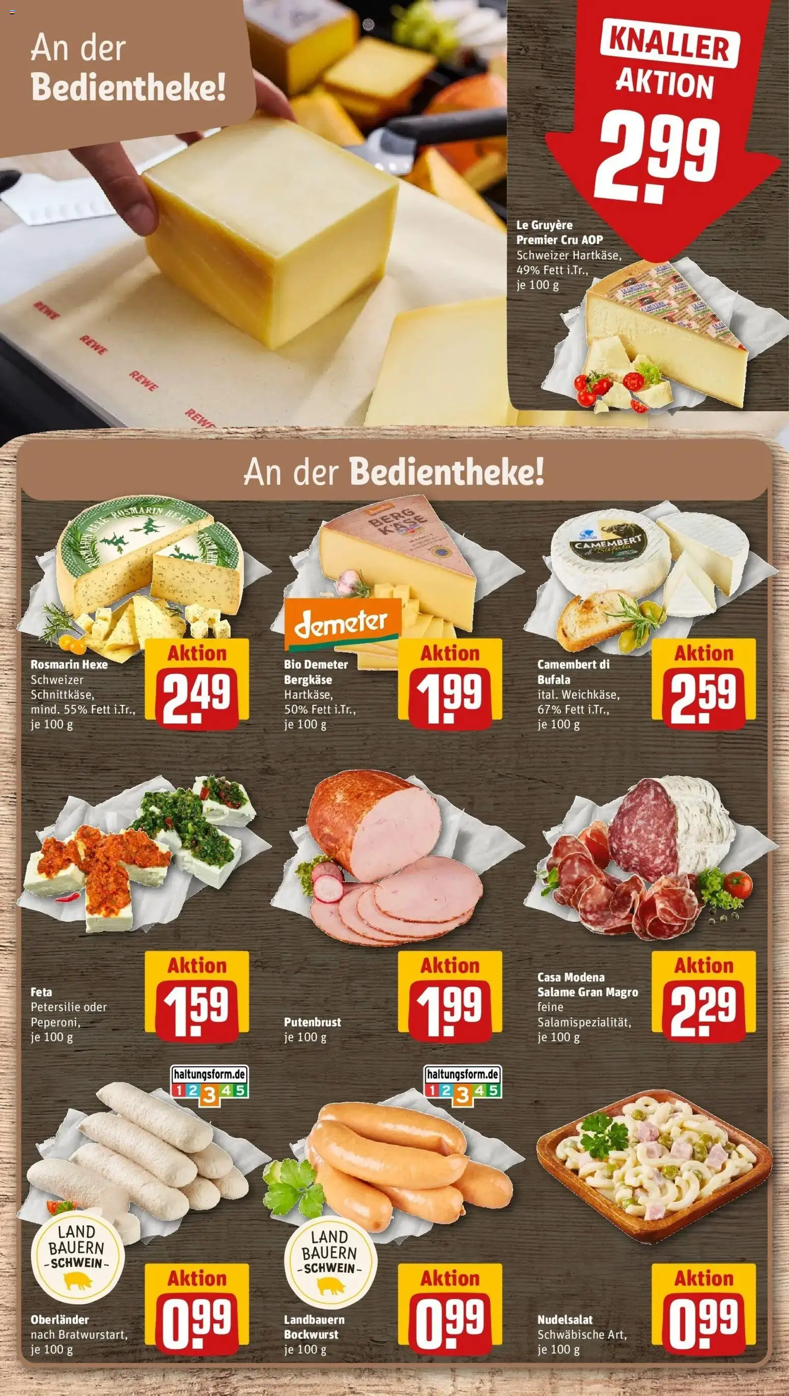 REWE Prospekt ab 03.08.2026 zum Blättern » Angebote | Seite: 13 | Produkte: Bockwurst, Putenbrust, Feta, Camembert