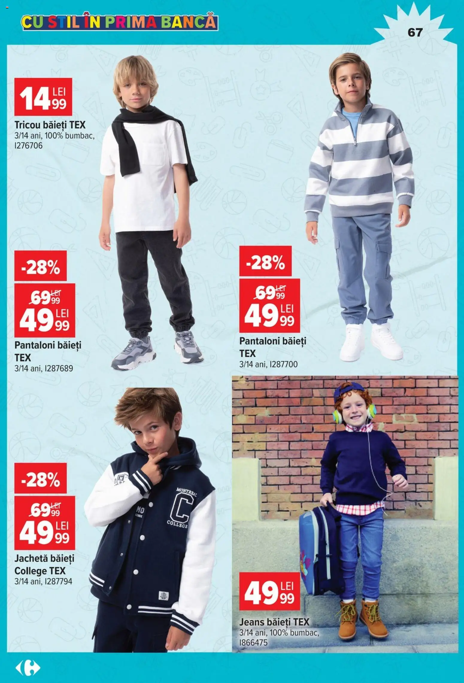 Noul catalog Carrefour – valabil de la 12.08.2026 | Pagină: 67 | Produse: Jachetă, Bancă, Tricou, Tex