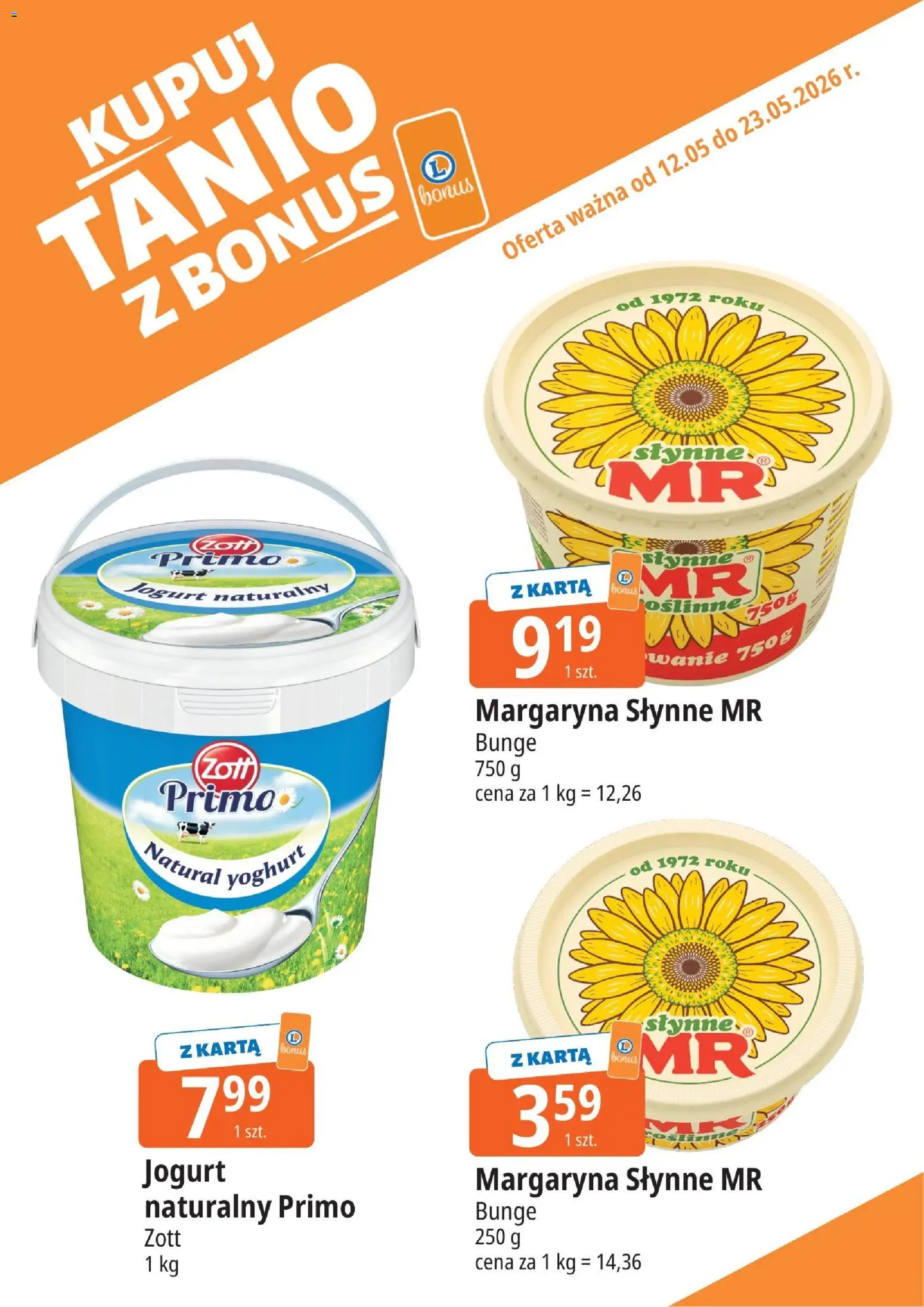 E.Leclerc gazetka - Tychy kupony dodatkowe od 12.05.2026 | Strona: 5 | Produkty: Karta, Jogurt naturalny, Margaryna, Jogurt