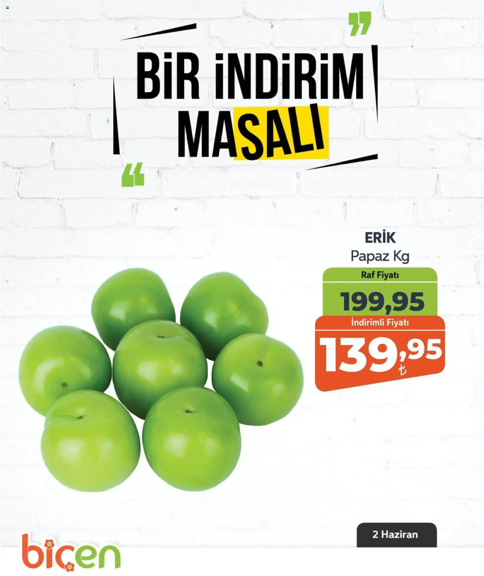 Biçen Market - Bir İndirim MaSalı - meyve - 02.06.2026 tarihinden itibaren geçerlidir | Sayfa: 2