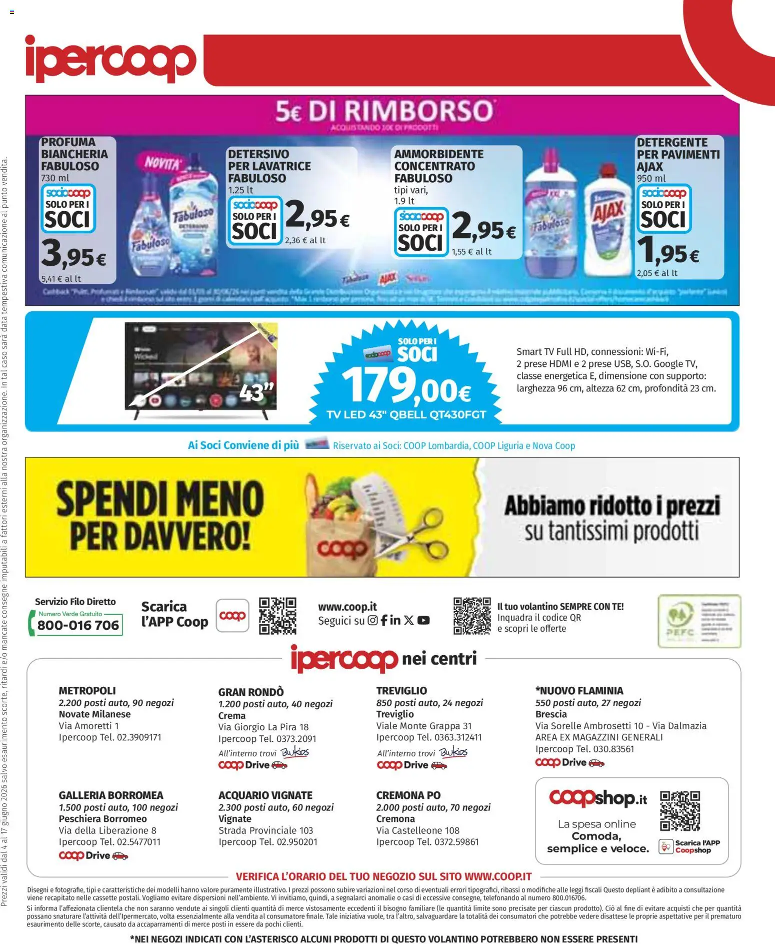 Volantino Ipercoop del 04.06.2026 | Pagina: 41 | Prodotti: Tè, smart TV, Lavatrice, Data