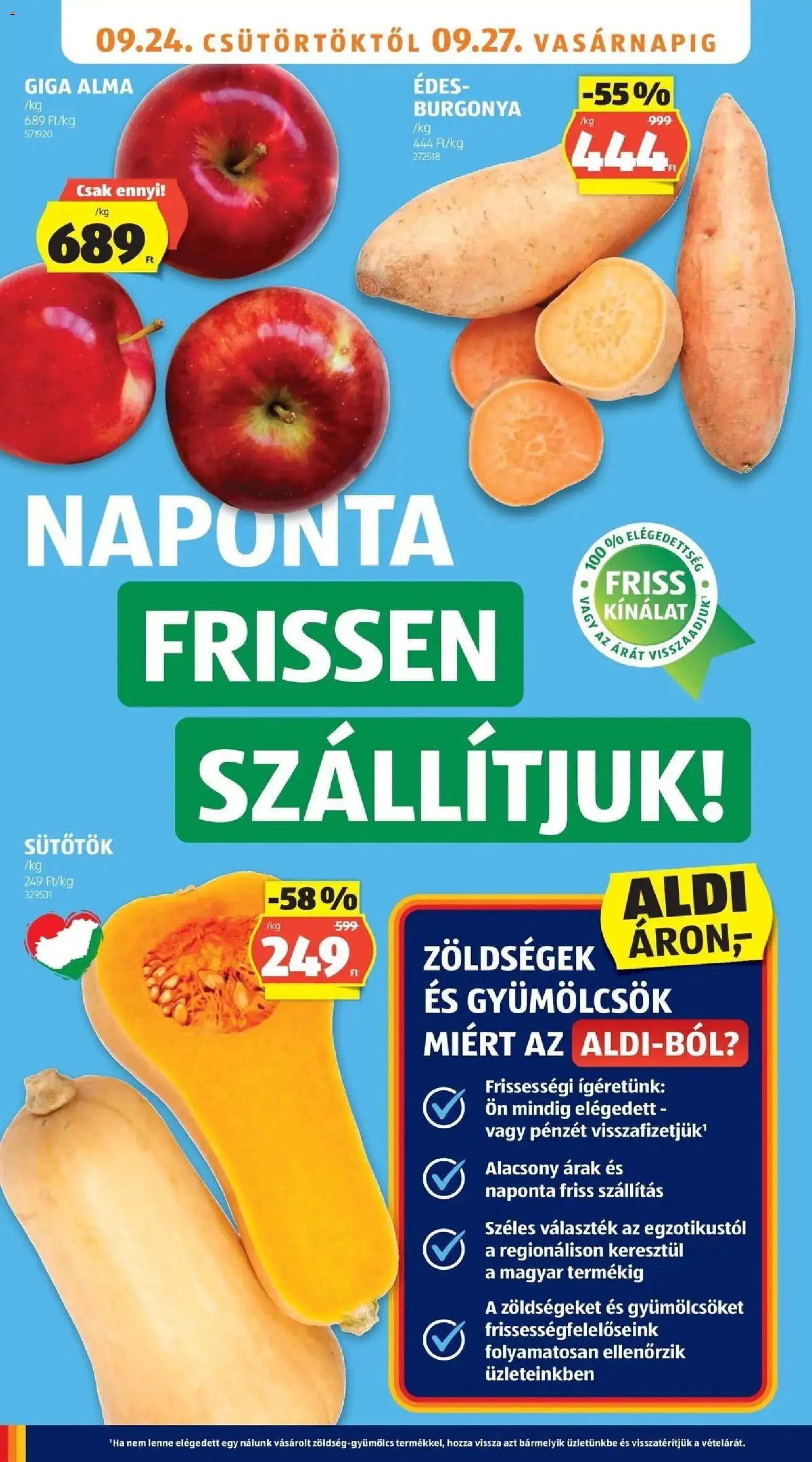 Aldi aktuális akciós újság - 2026.09.19. -tól/töl > akció, lapozható szórólap 🛍️ | Oldal: 4 | Termékek: Zöldségek, Sütőtök, Burgonya, Alma