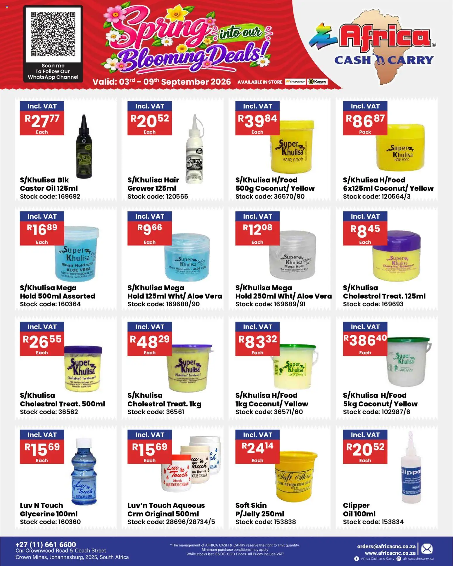 New Africa Cash & Carry catalogue – valid from 03/09/2026 | Page: 64 | Products: Aloe Vera, Oil, Cream, Petroleum jelly