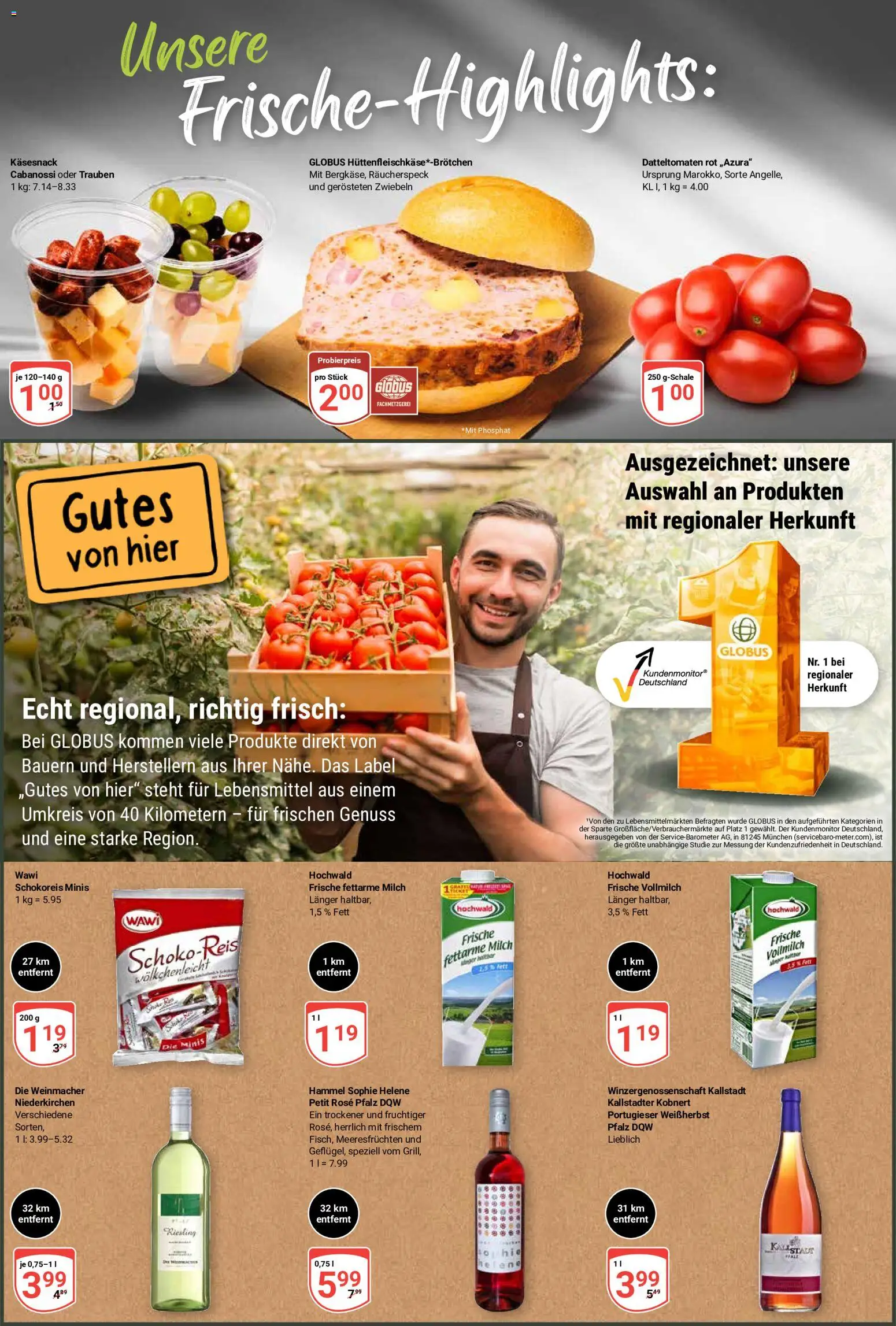 Globus Prospekt Kaiserslautern – gültig ab 24.08.2026 | Seite: 2 | Produkte: Milch, Trauben, Zwiebeln