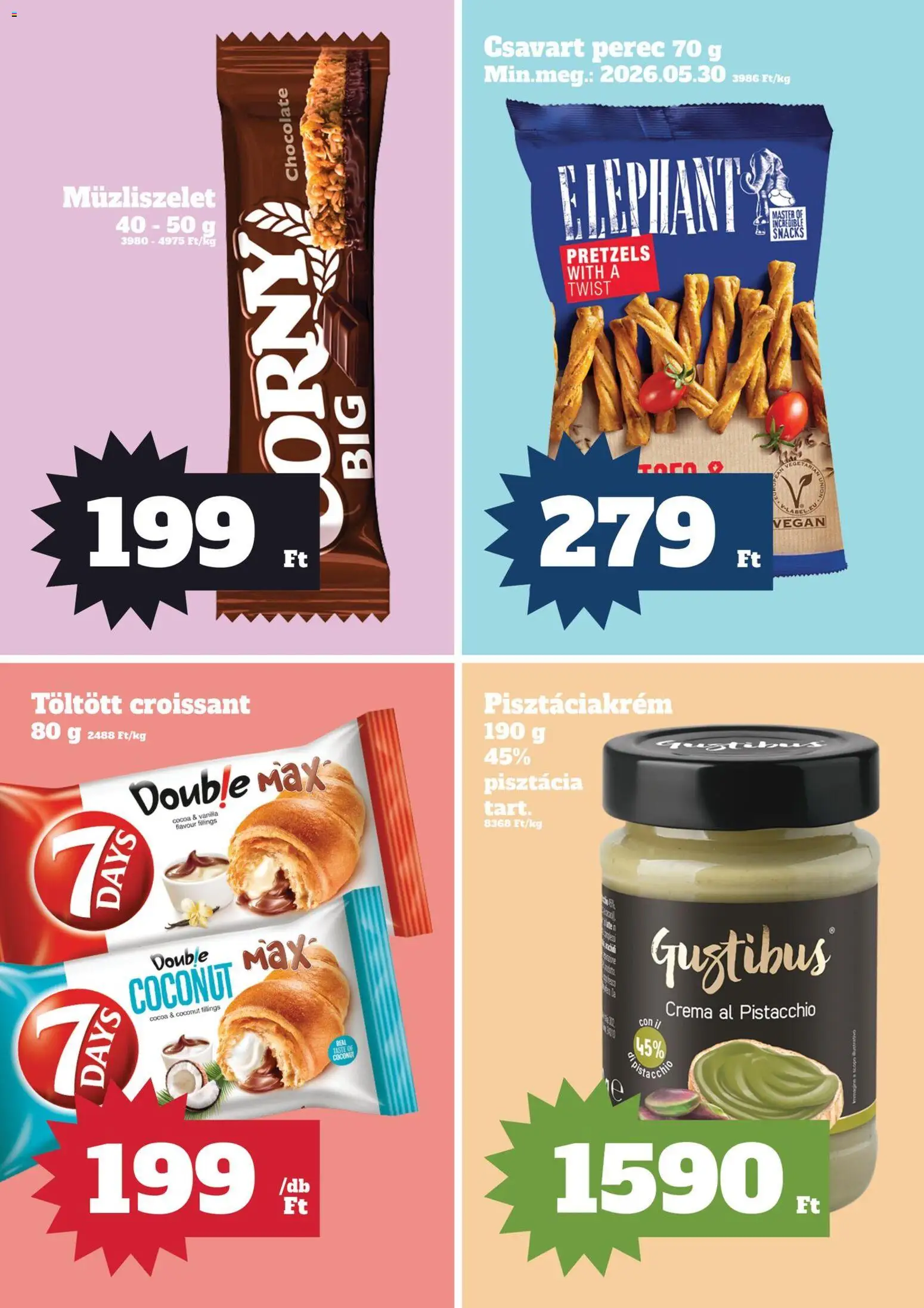 Family Diszkont akciós ujság - amely érvényes a következő dátumtól: 07.05.2026 | Oldal: 12 | Termékek: Croissant, Pisztácia, Müzliszelet, Vegán